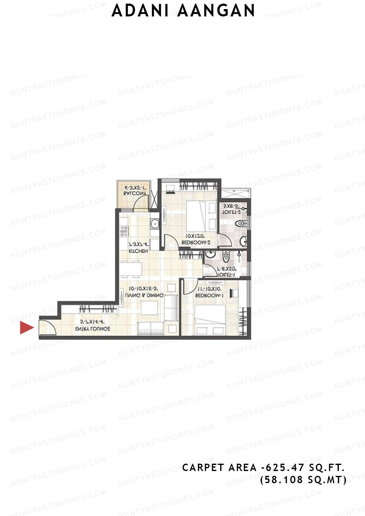Adani Aangan Tower B2 Unit 10 (Type 10) Floor Plan