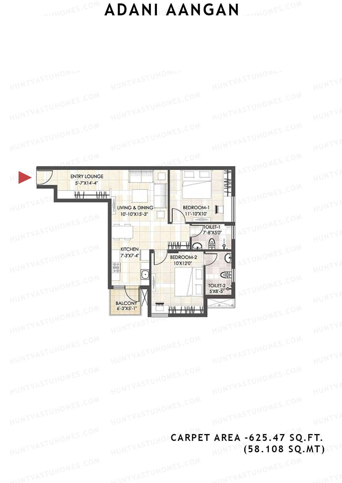Adani Aangan Tower B2 Unit 11 (Type 10) Floor Plan