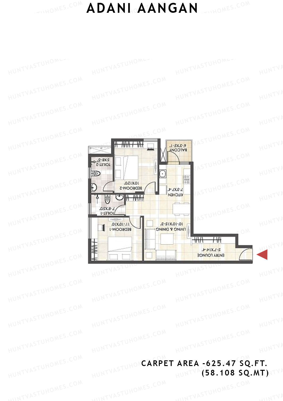 Adani Aangan Tower B2 Unit 2 (Type 10) Floor Plan