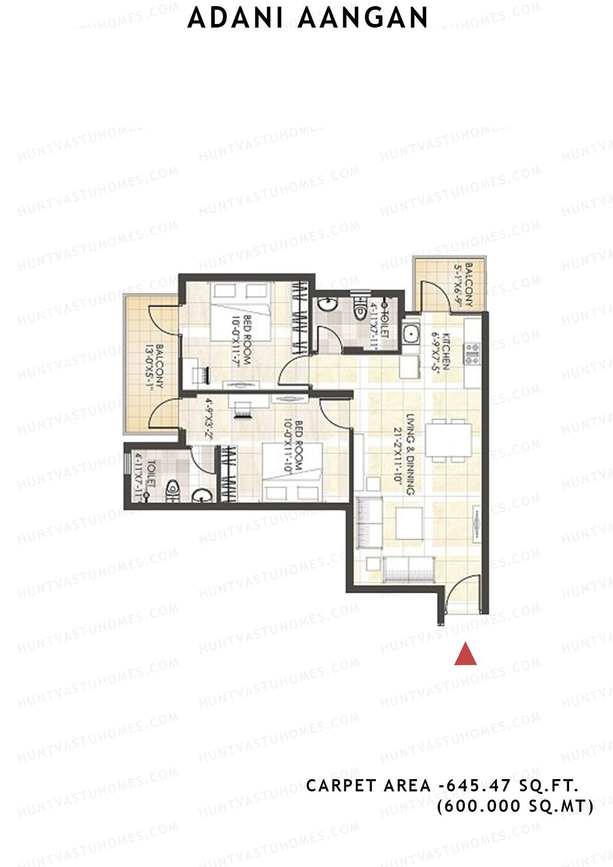 Adani Aangan Tower D1 Unit 1 (Type 11) Floor Plan