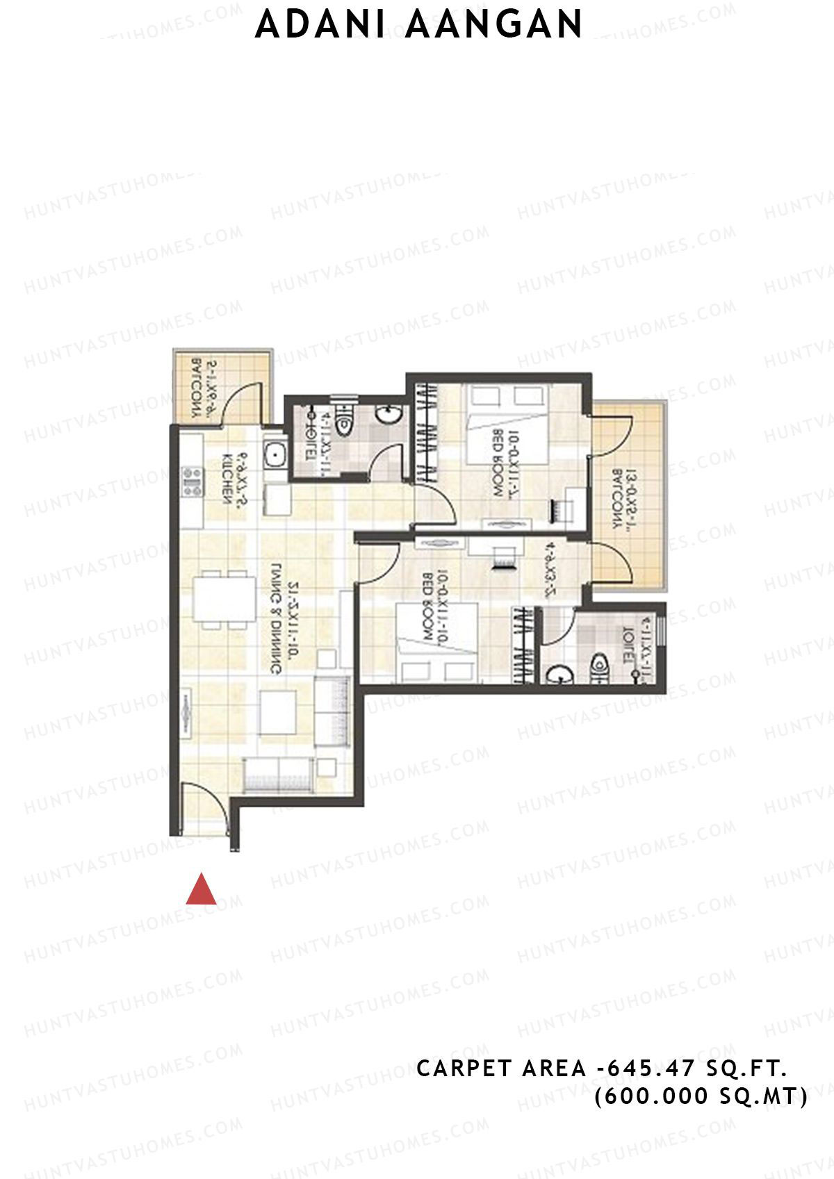 Adani Aangan Tower D1 Unit 2 (Type 11) Floor Plan