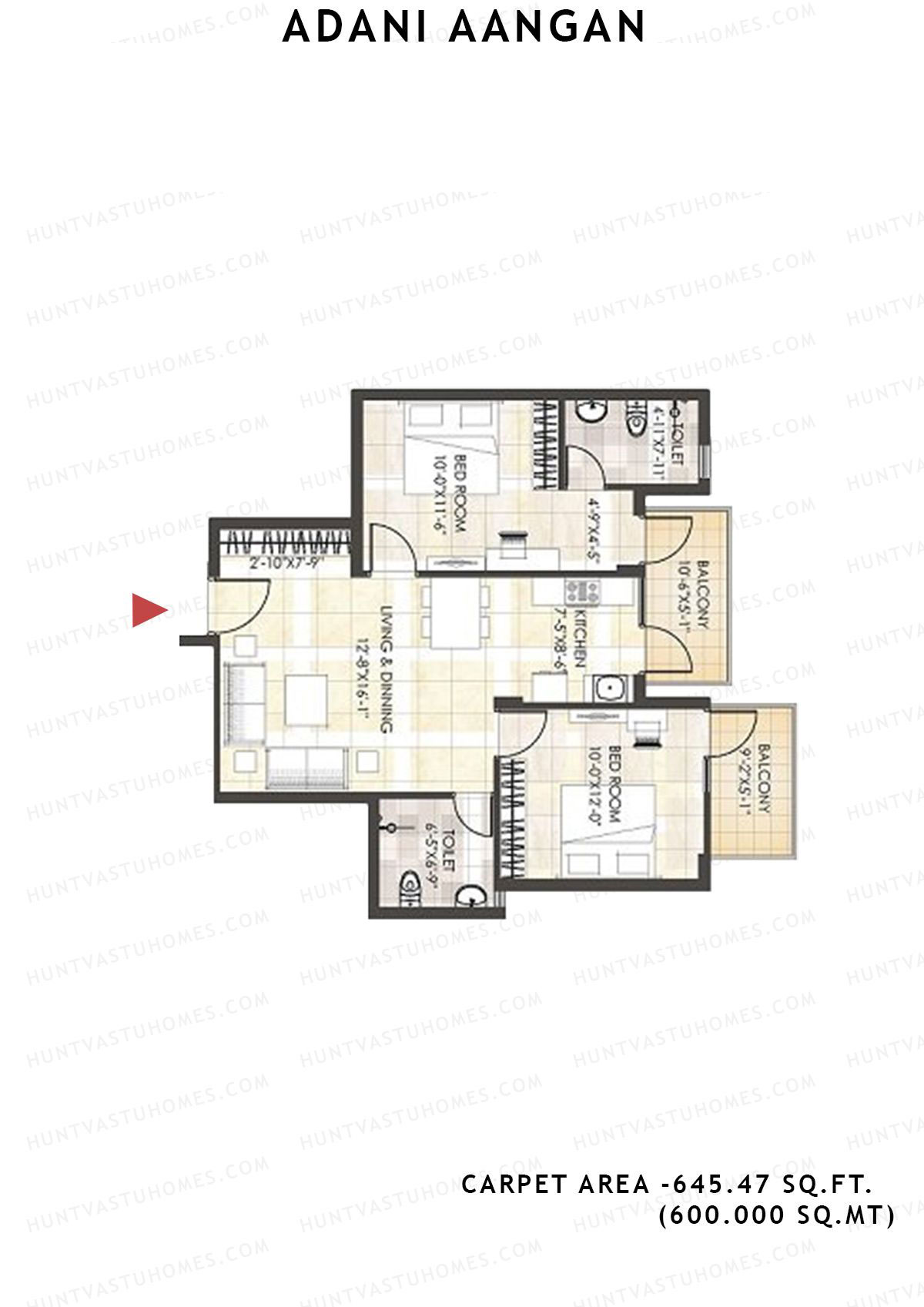 Adani Aangan Tower D1 Unit 3 (Type 12) Floor Plan