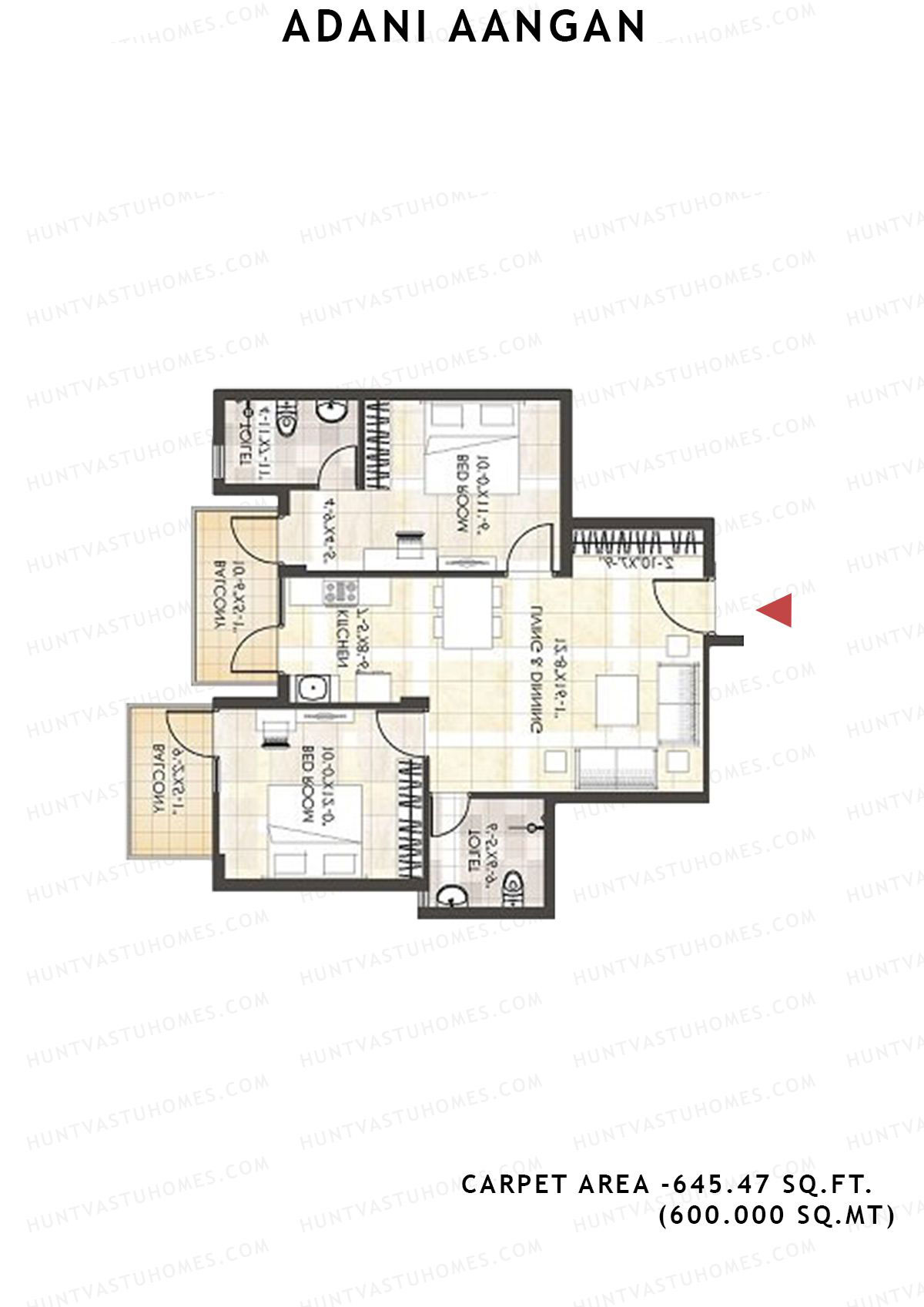 Adani Aangan Tower D1 Unit 4 (Type 12) Floor Plan