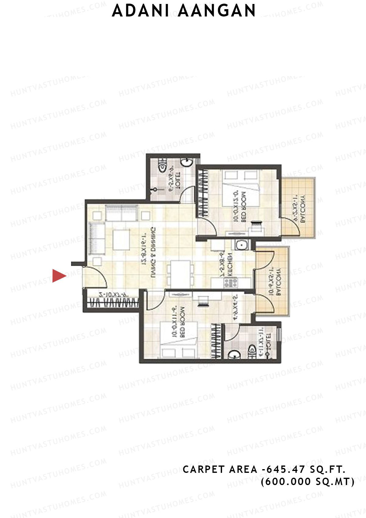 Adani Aangan Tower D1 Unit 6 (Type 12) Floor Plan