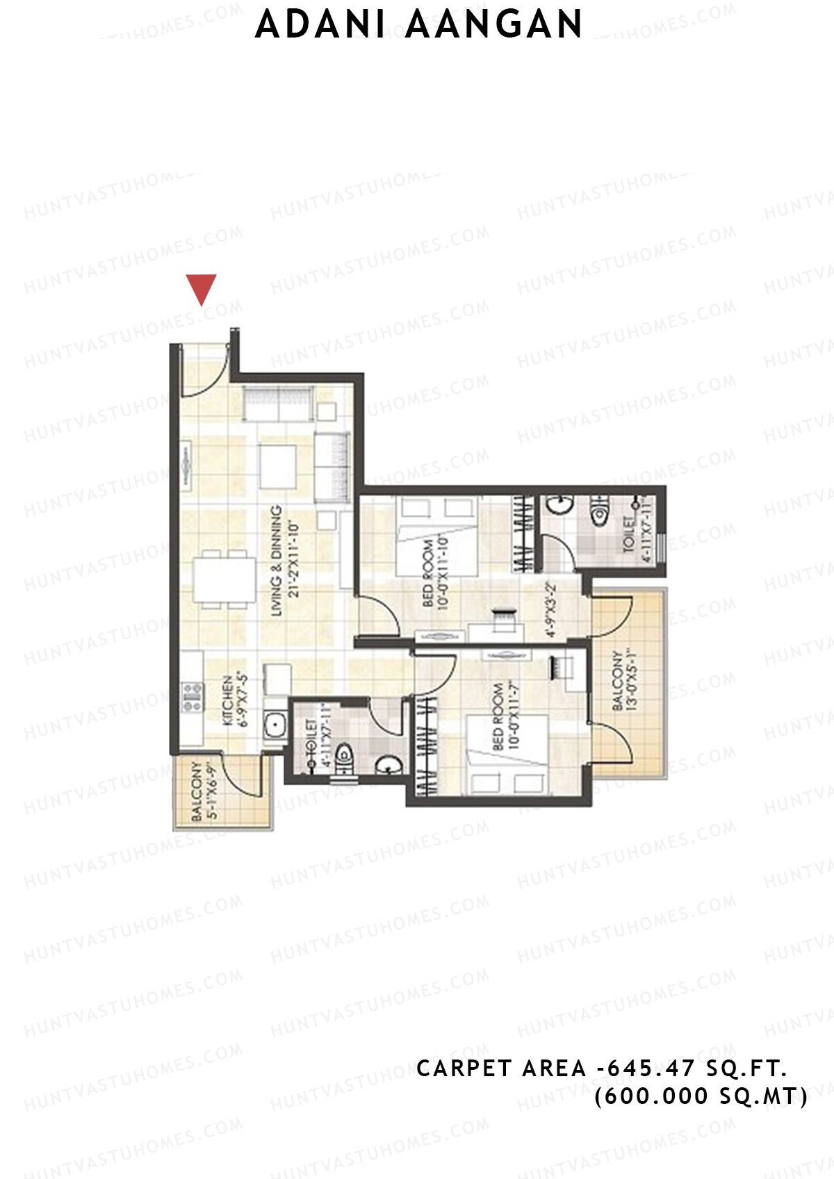 Adani Aangan Tower D1 Unit 7 (Type 11) Floor Plan