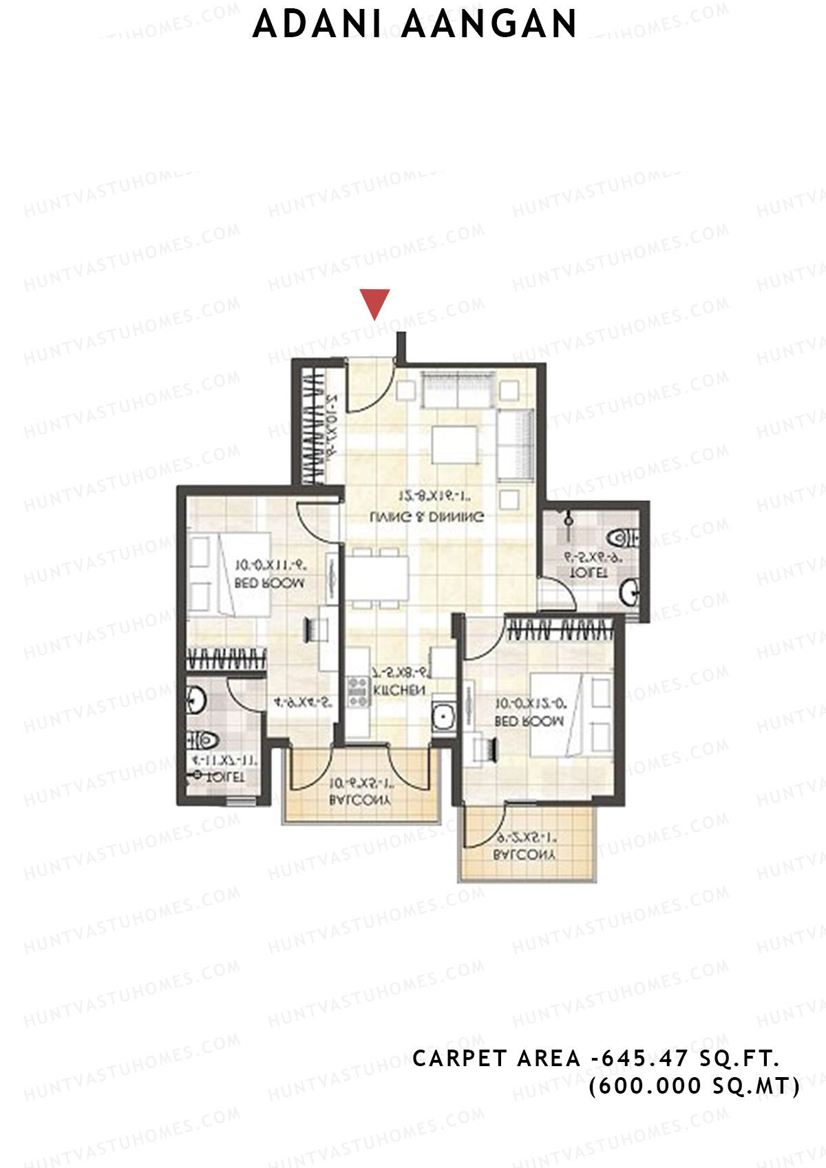 Adani Aangan Tower D2 Unit 4 (Type 12) Floor Plan