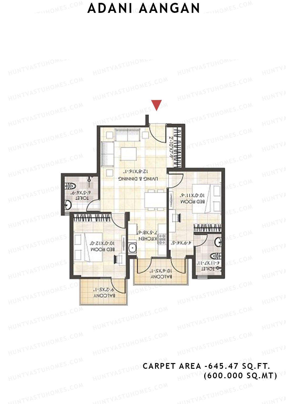 Adani Aangan Tower D2 Unit 5 (Type 12) Floor Plan