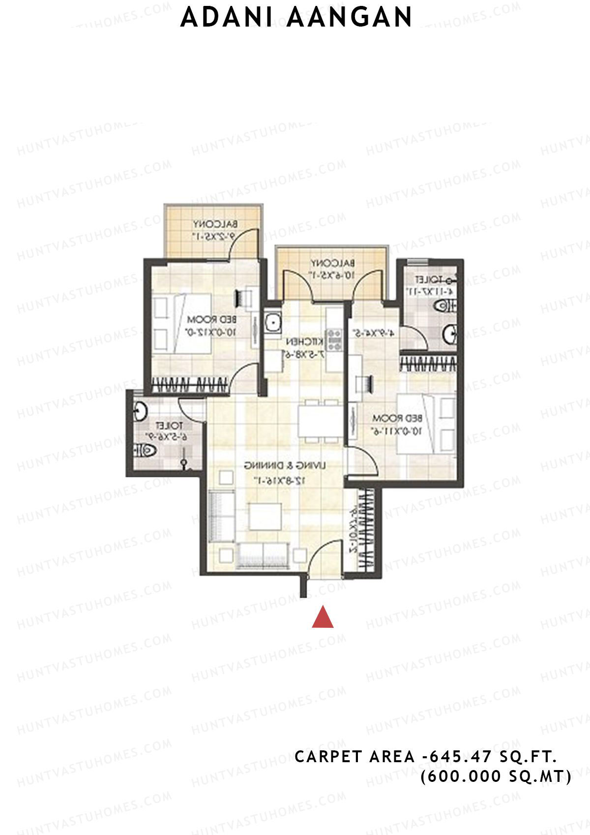 Adani Aangan Tower D2 Unit 6 (Type 12) Floor Plan
