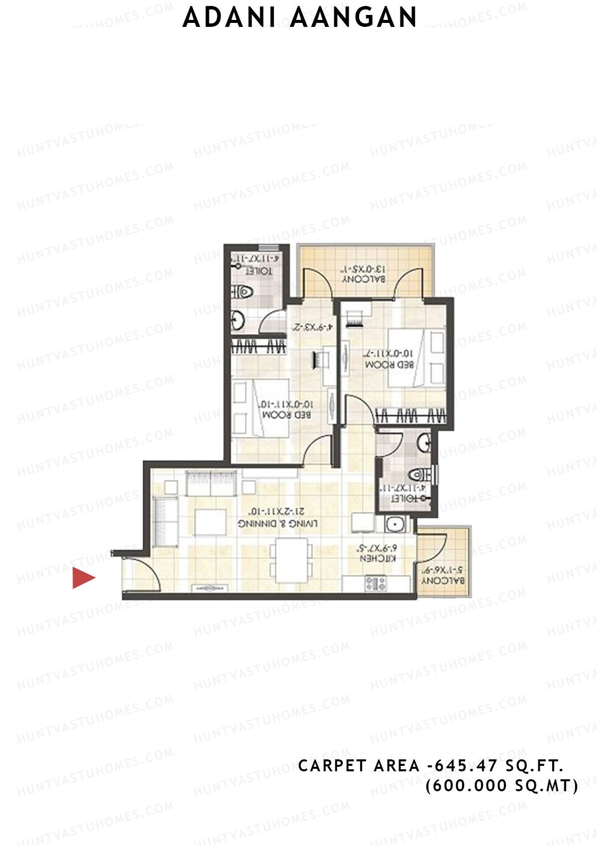 Adani Aangan Tower D2 Unit 7 (Type 11) Floor Plan