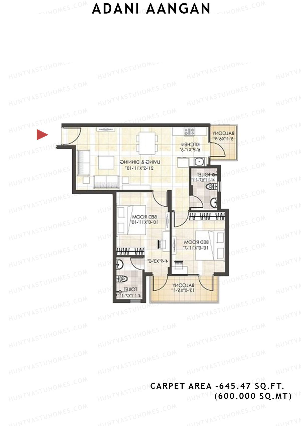 Adani Aangan Tower D2 Unit 8 (Type 11) Floor Plan