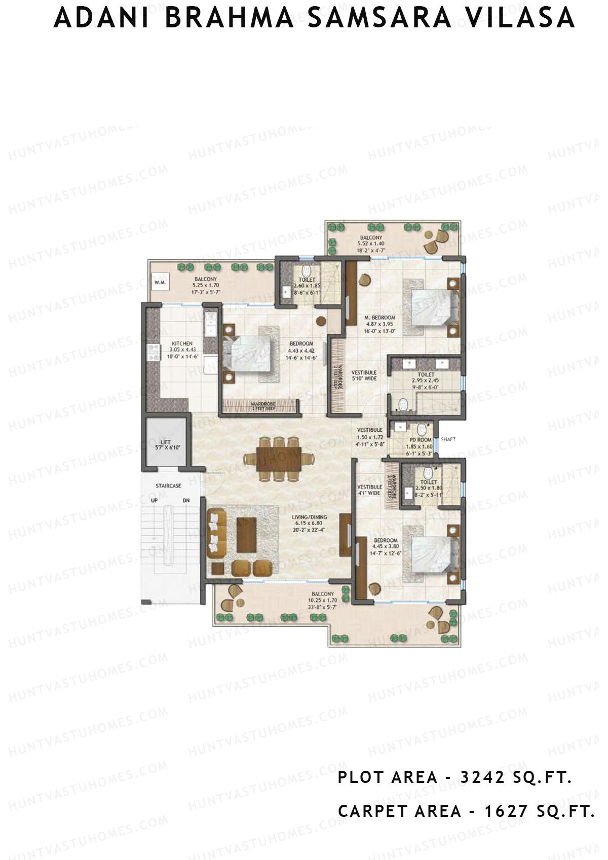 Adani Brahma Samsara Vilasa Unit J144 Unit J144 Floor Plan