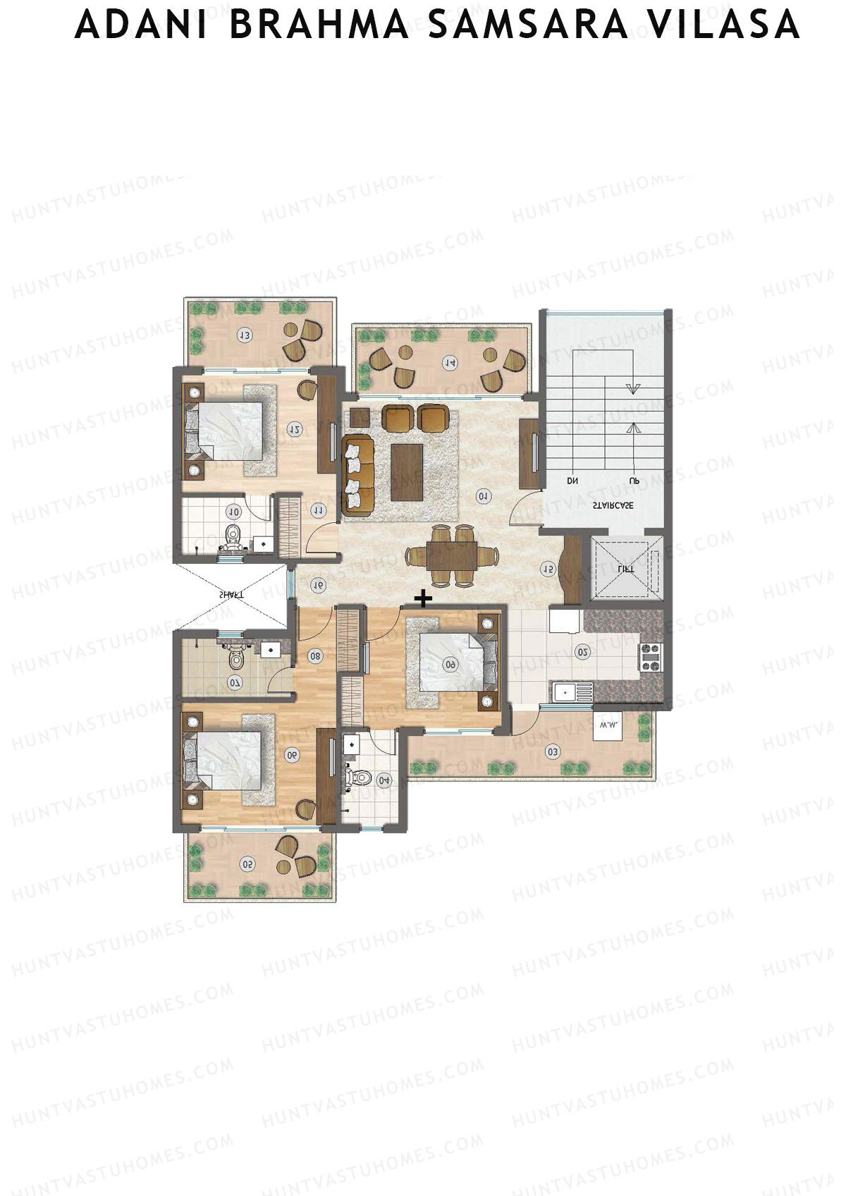 Adani Brahma Samsara Vilasa Unit J136 Unit J136 Floor Plan