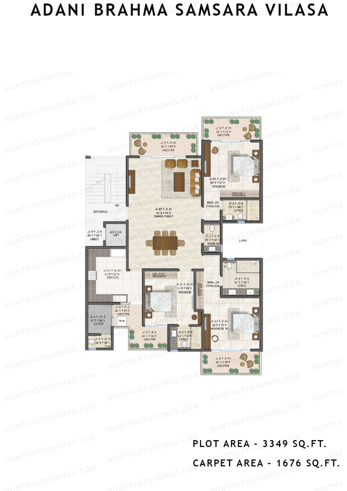 Adani Brahma Samsara Vilasa Unit J122 Unit J122 Floor Plan