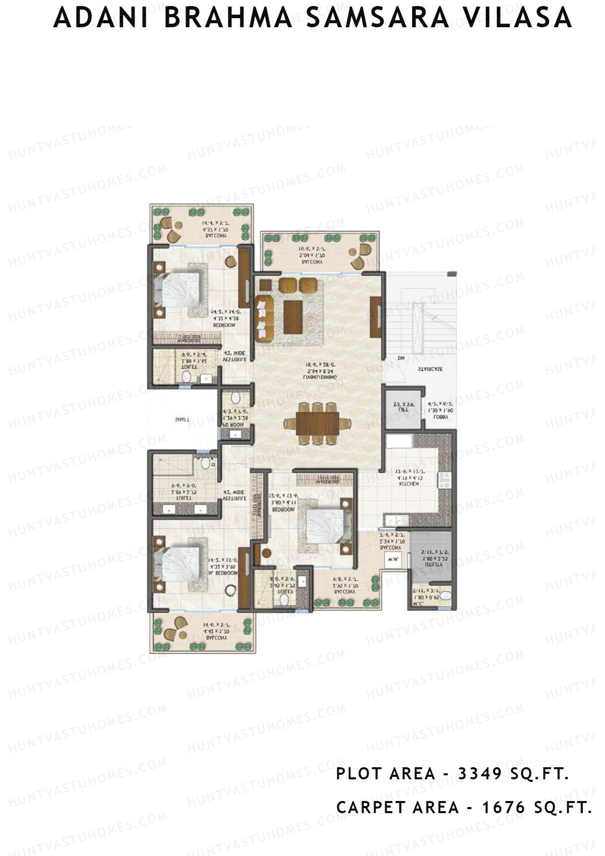 Adani Brahma Samsara Vilasa Unit J119 Unit J119 Floor Plan