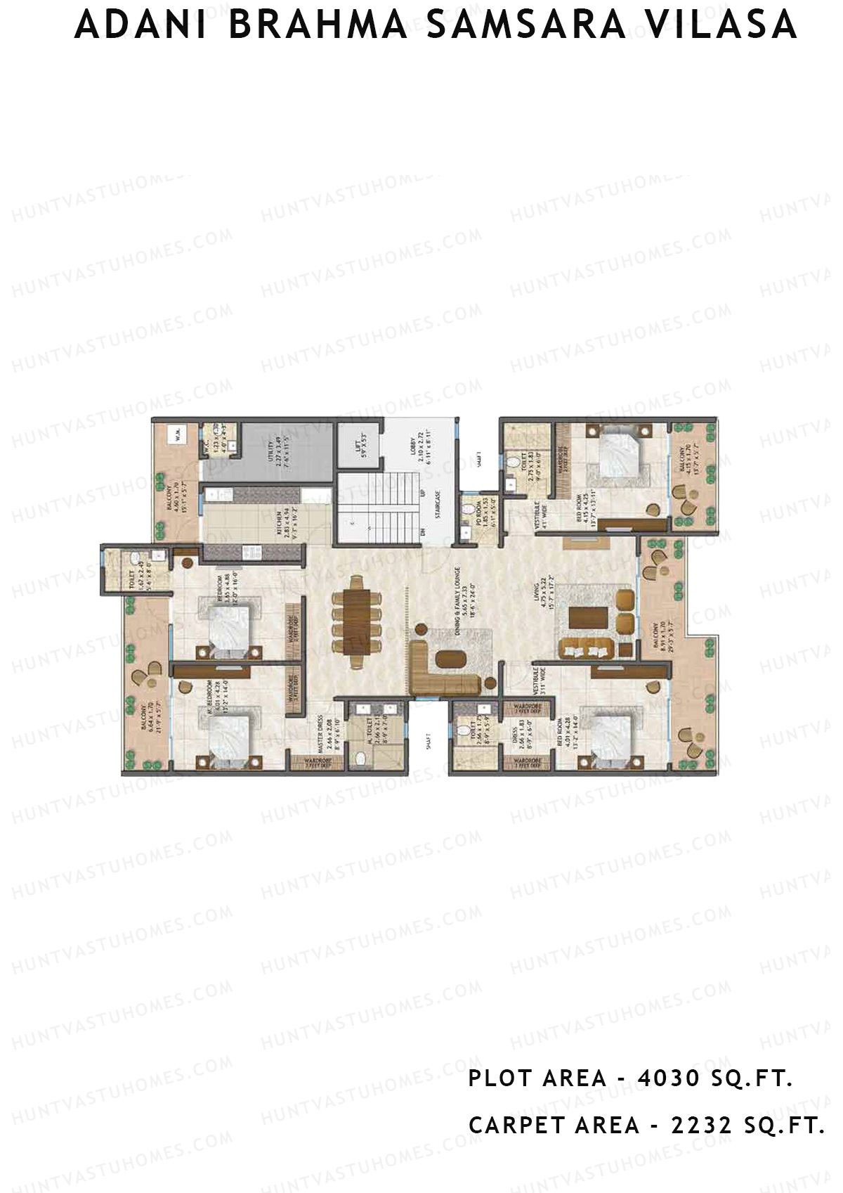 Adani Brahma Samsara Vilasa Unit J88 Unit J88 Floor Plan