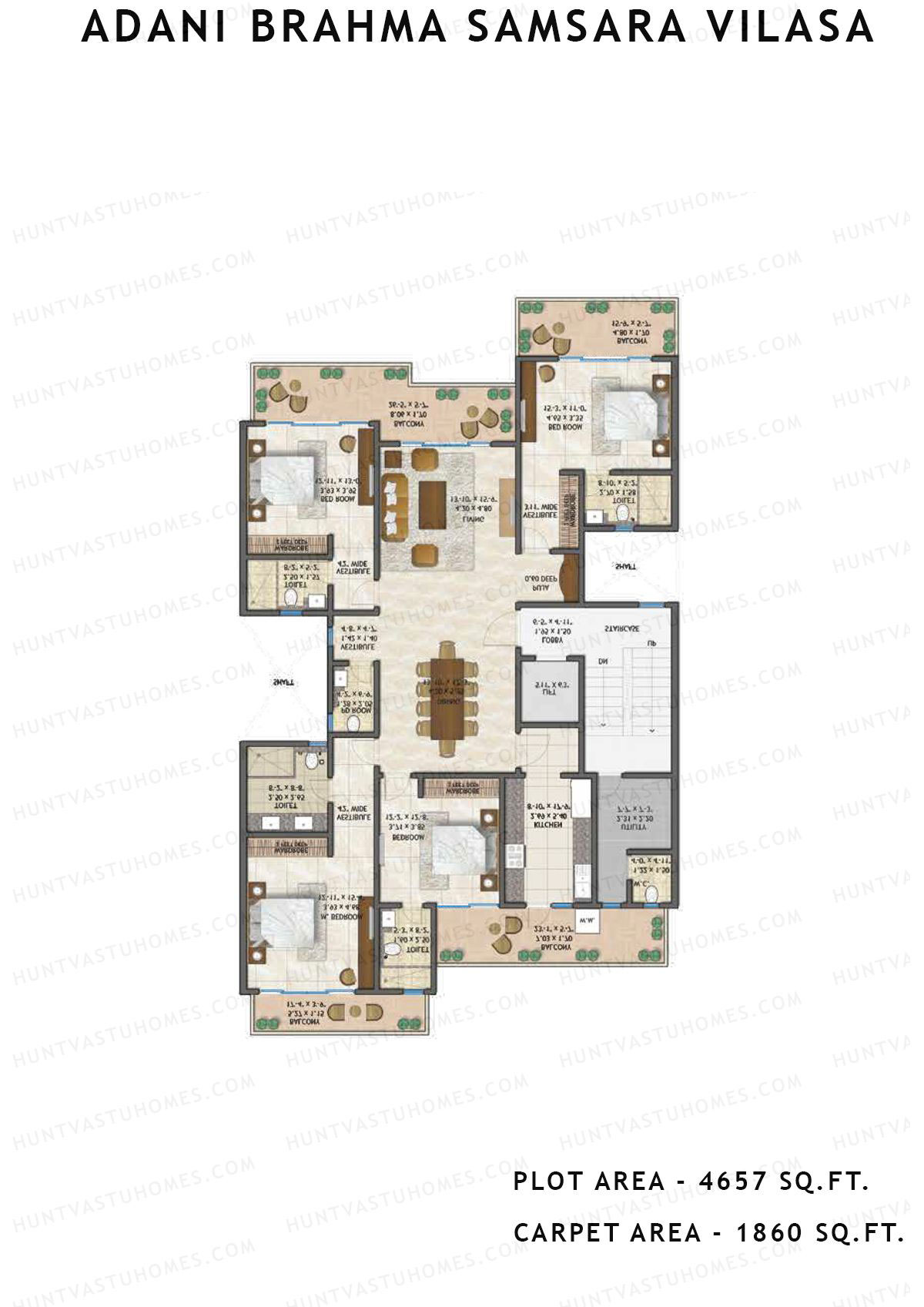Adani Brahma Samsara Vilasa Unit J115 Unit J115 Floor Plan