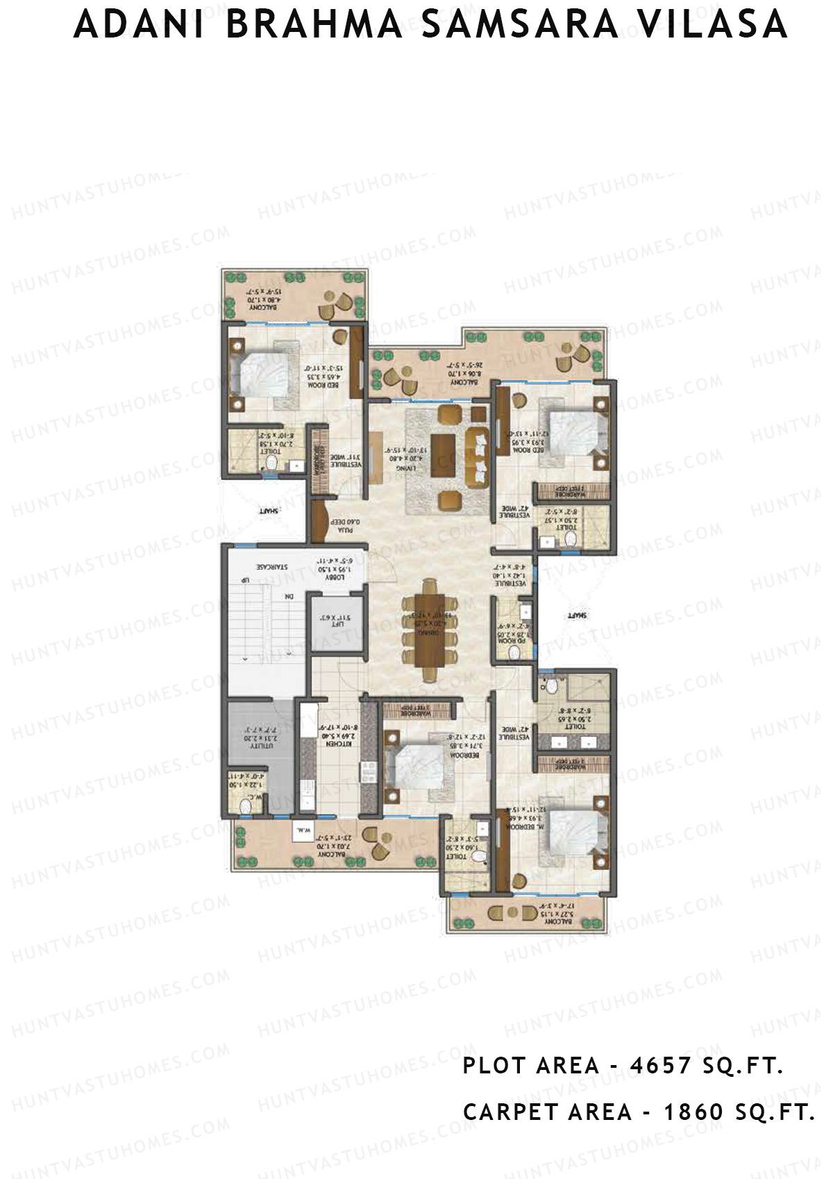 Adani Brahma Samsara Vilasa Unit J114 Unit J114 Floor Plan