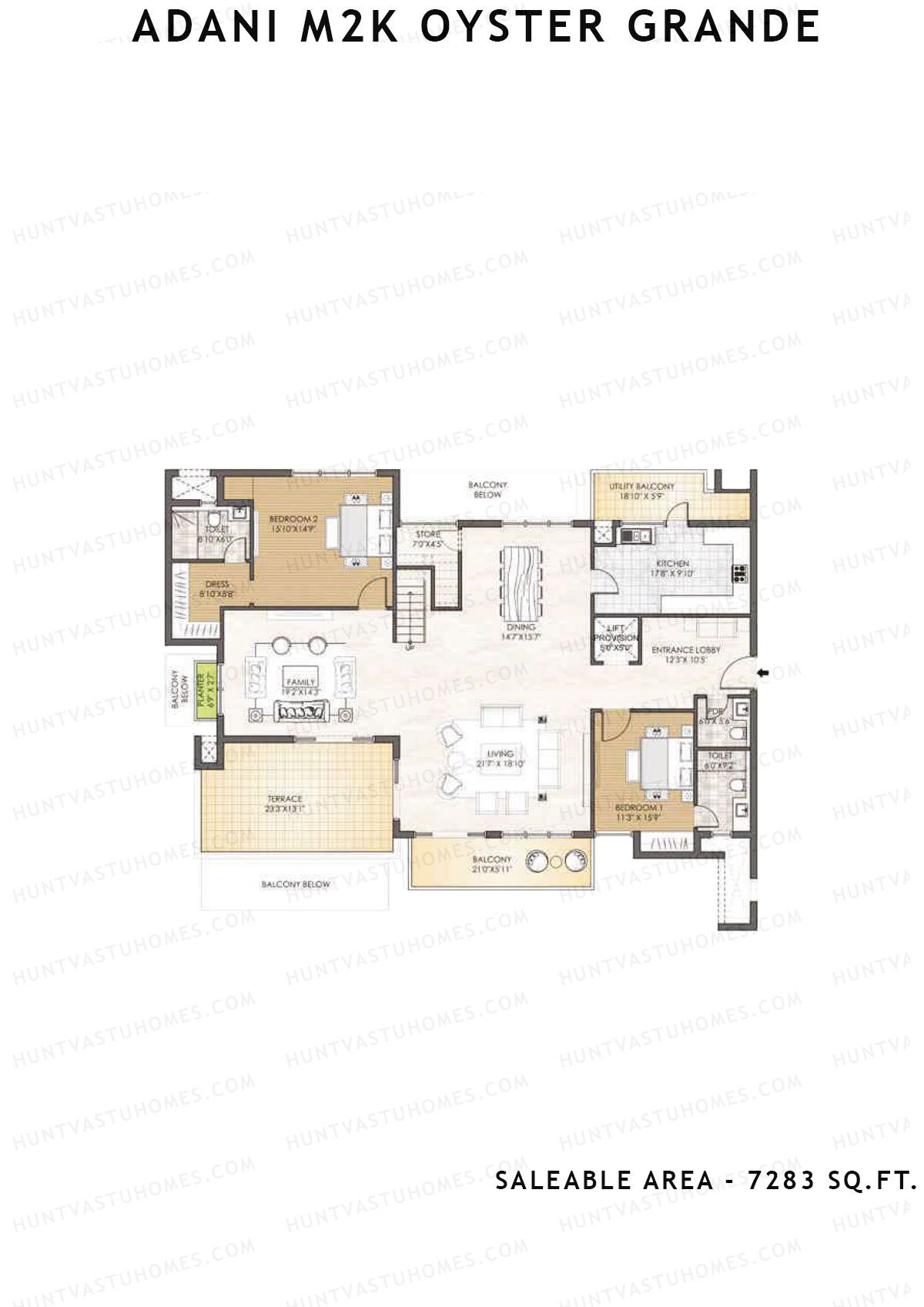 Adani M2K Oyster Grande Tower G Unit 1 (Penthouse) Floor Plan