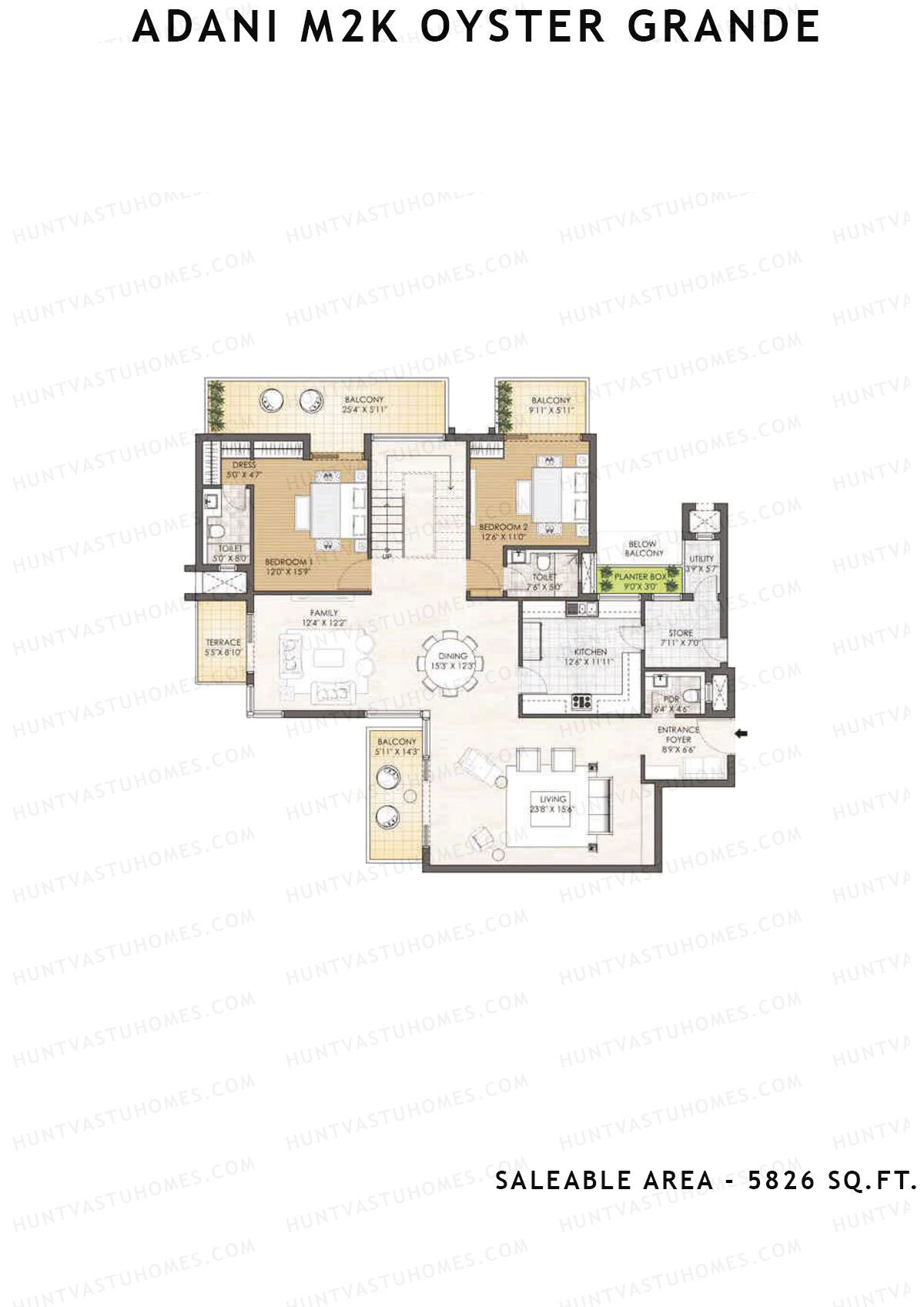 Adani M2K Oyster Grande Tower H Unit 1 (Panthouse) Floor Plan