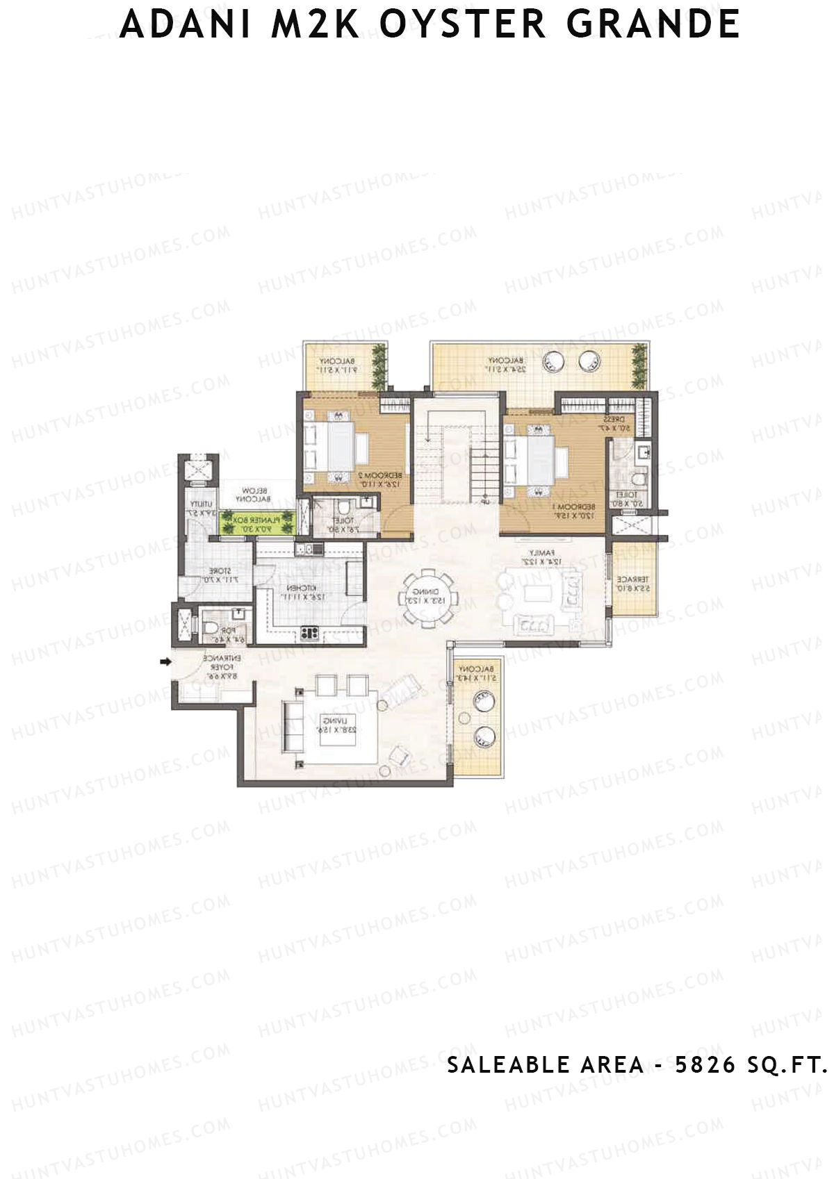 Adani M2K Oyster Grande Tower H Unit 2 (Penthouse) Floor Plan