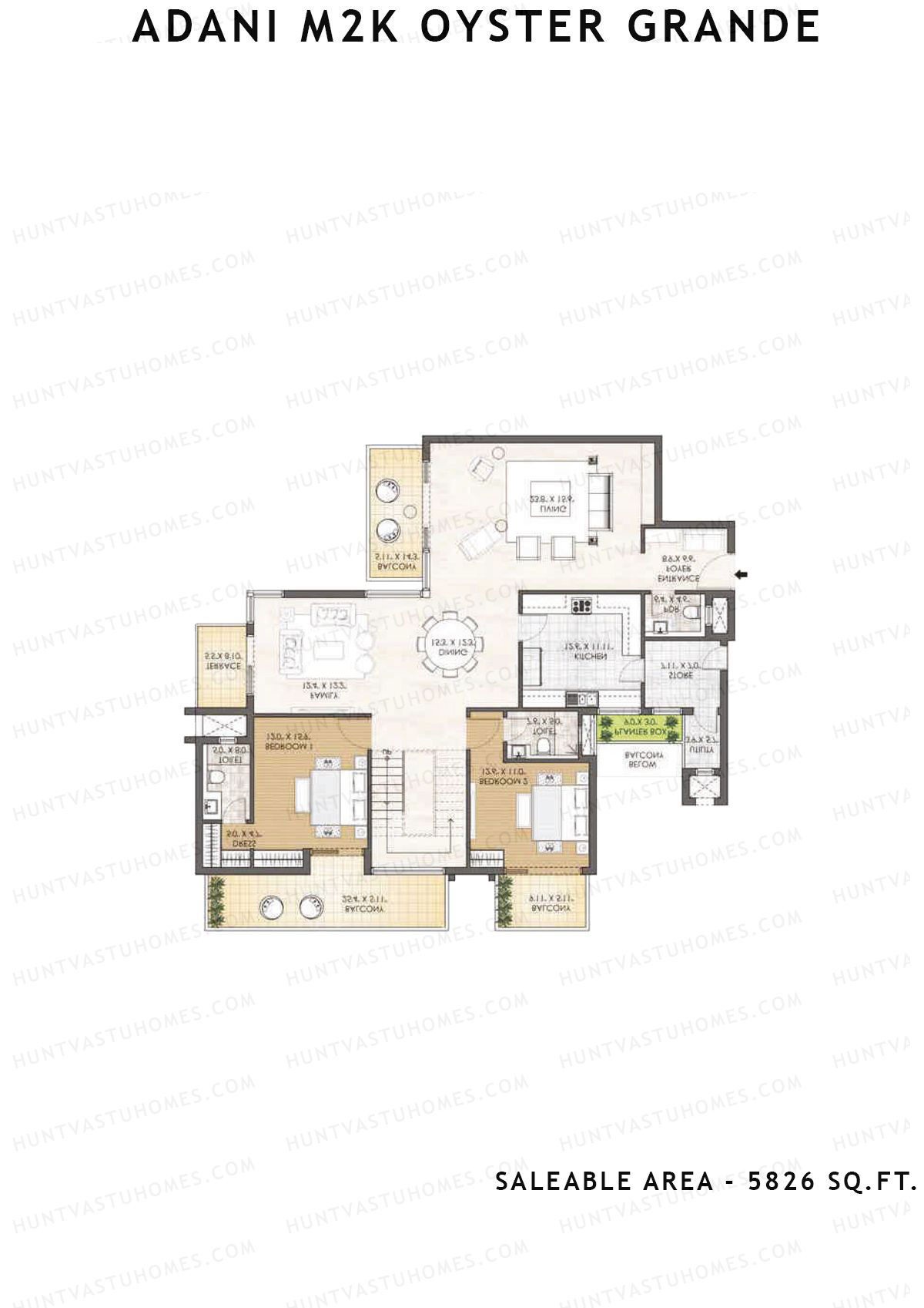 Adani M2K Oyster Grande Tower H Unit 4 (Penthouse) Floor Plan