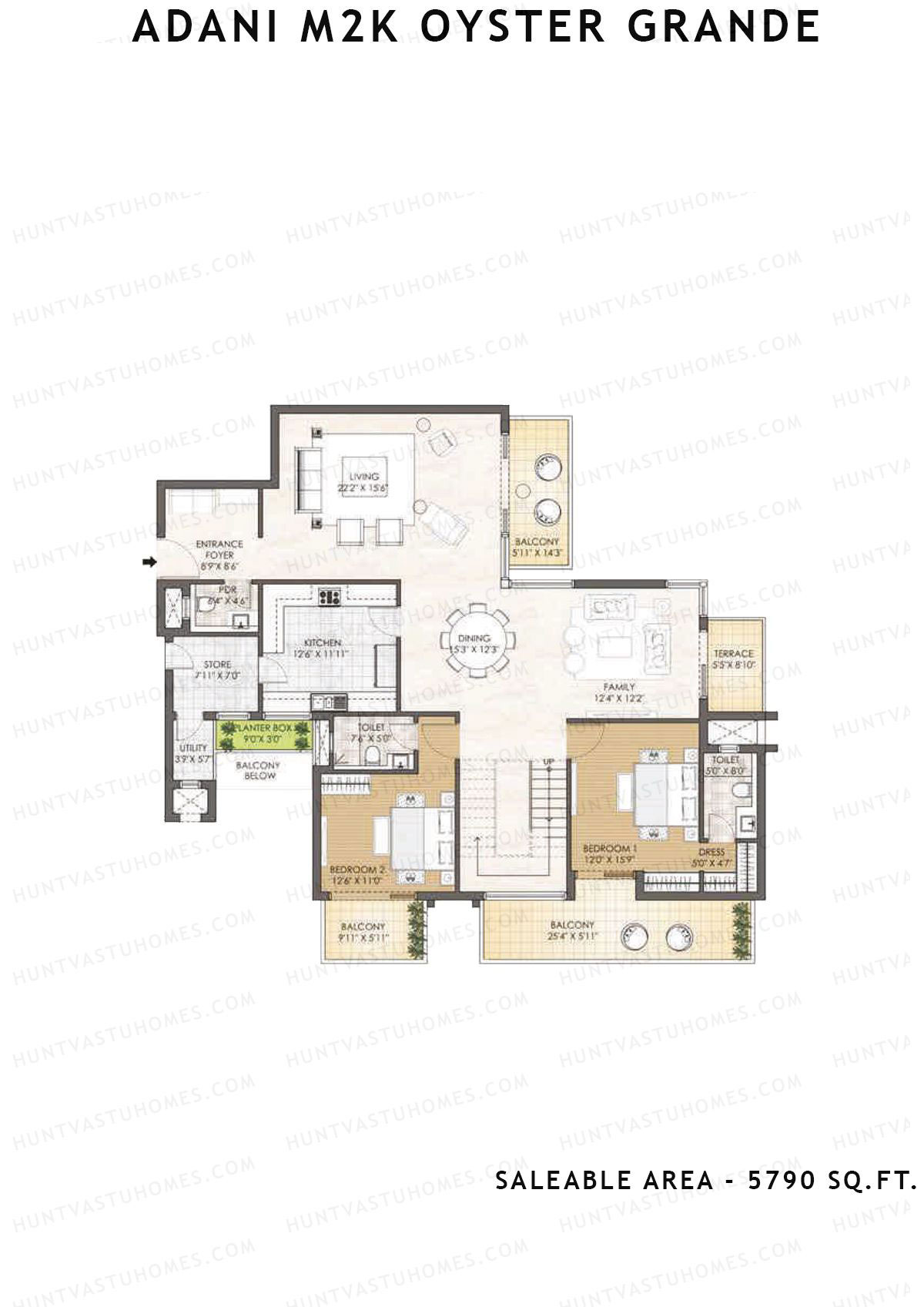 Adani M2K Oyster Grande Tower H Unit 3 (Penthouse) Floor Plan