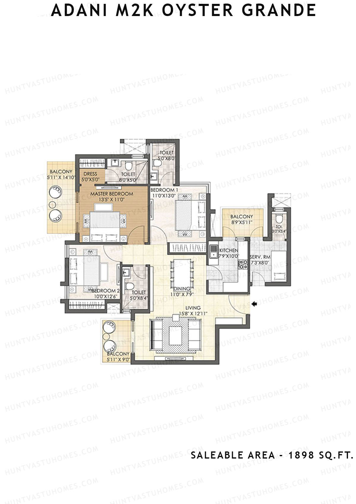 Adani M2K Oyster Grande Tower A Unit 1 (Type A) Floor Plan