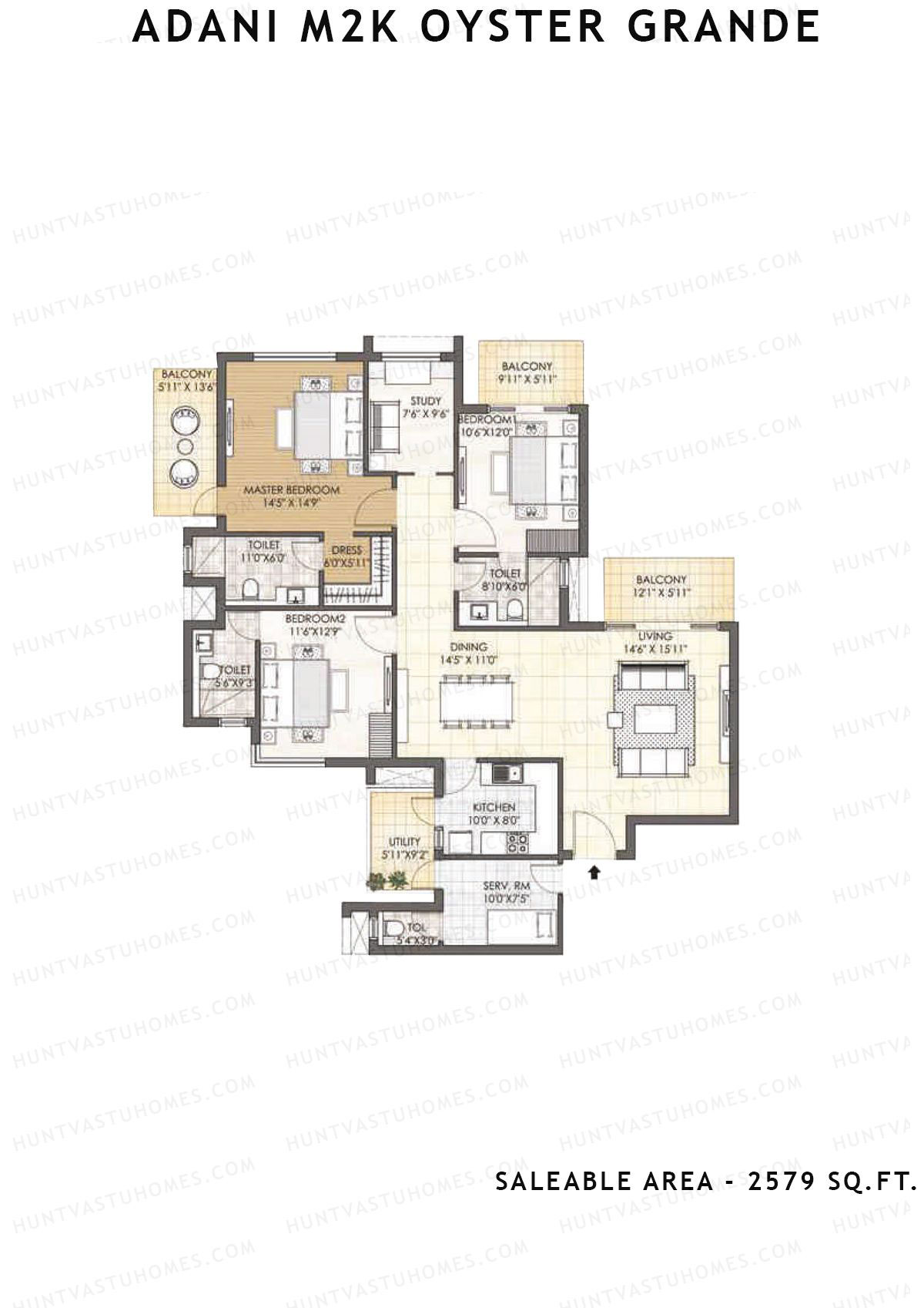Adani M2K Oyster Grande Tower B Unit 1 (Type B) Floor Plan