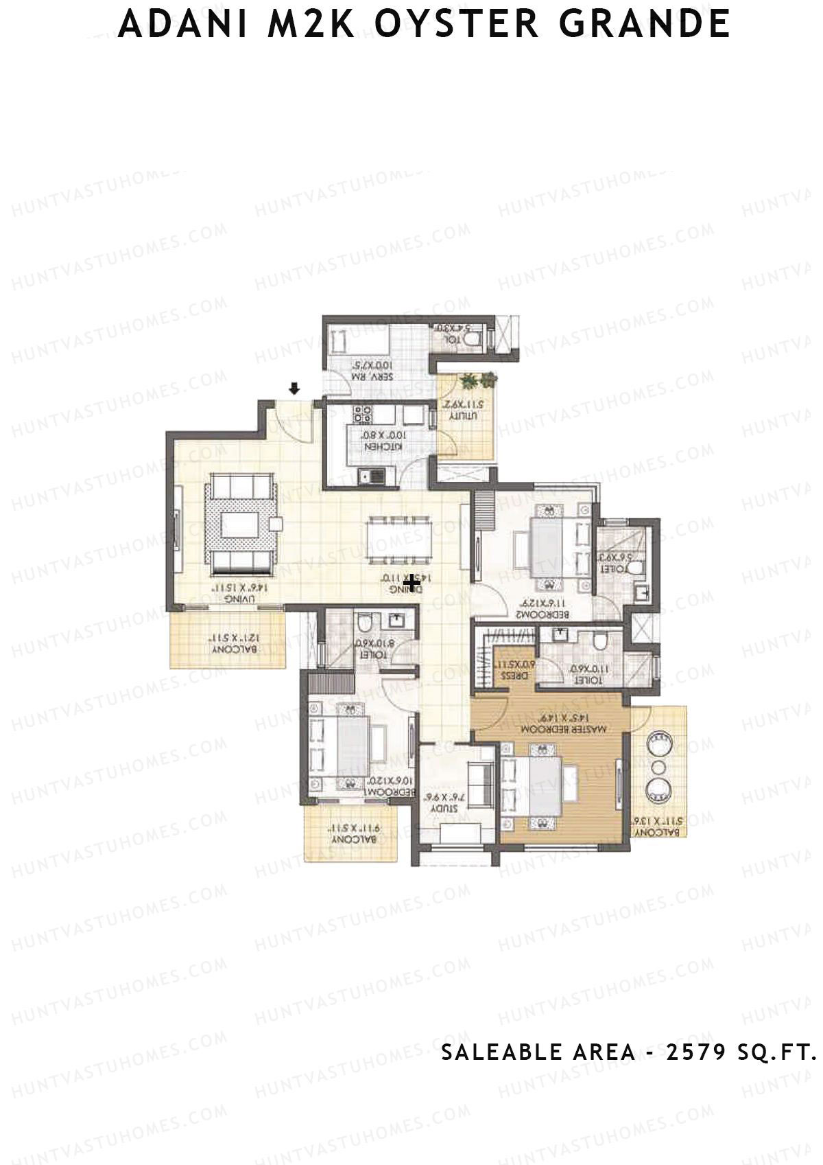 Adani M2K Oyster Grande Tower B Unit 3 (Type B) Floor Plan