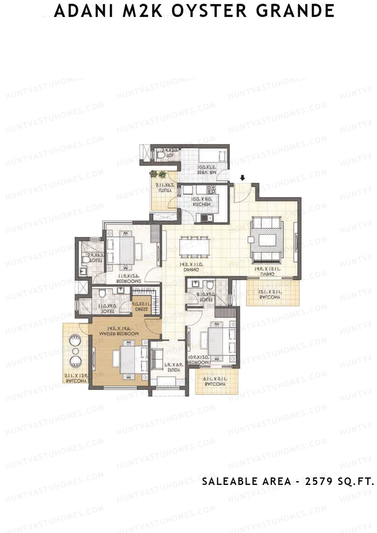 Adani M2K Oyster Grande Tower B Unit 4 (Type B) Floor Plan
