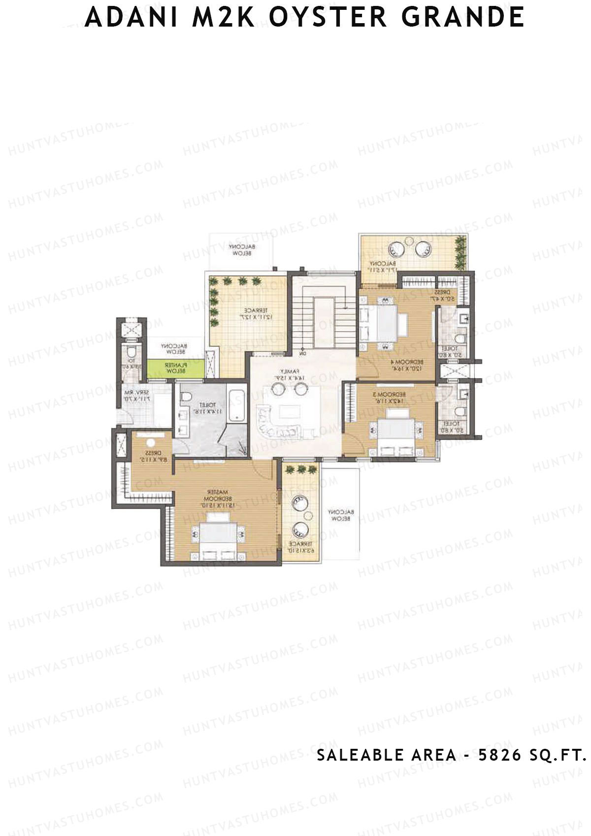 Adani M2K Oyster Grande Tower H Unit 2 (Penthouse) Floor Plan