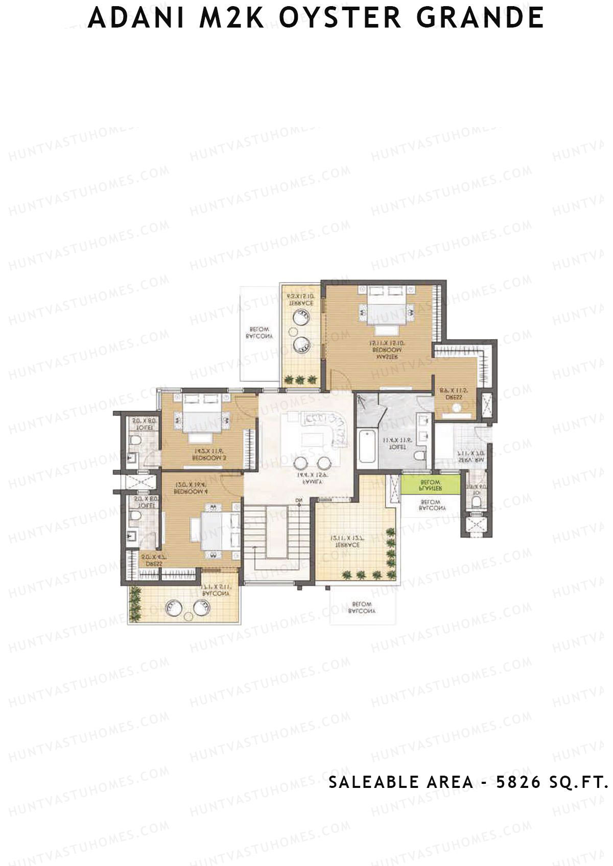 Adani M2K Oyster Grande Tower H Unit 4 (Penthouse) Floor Plan