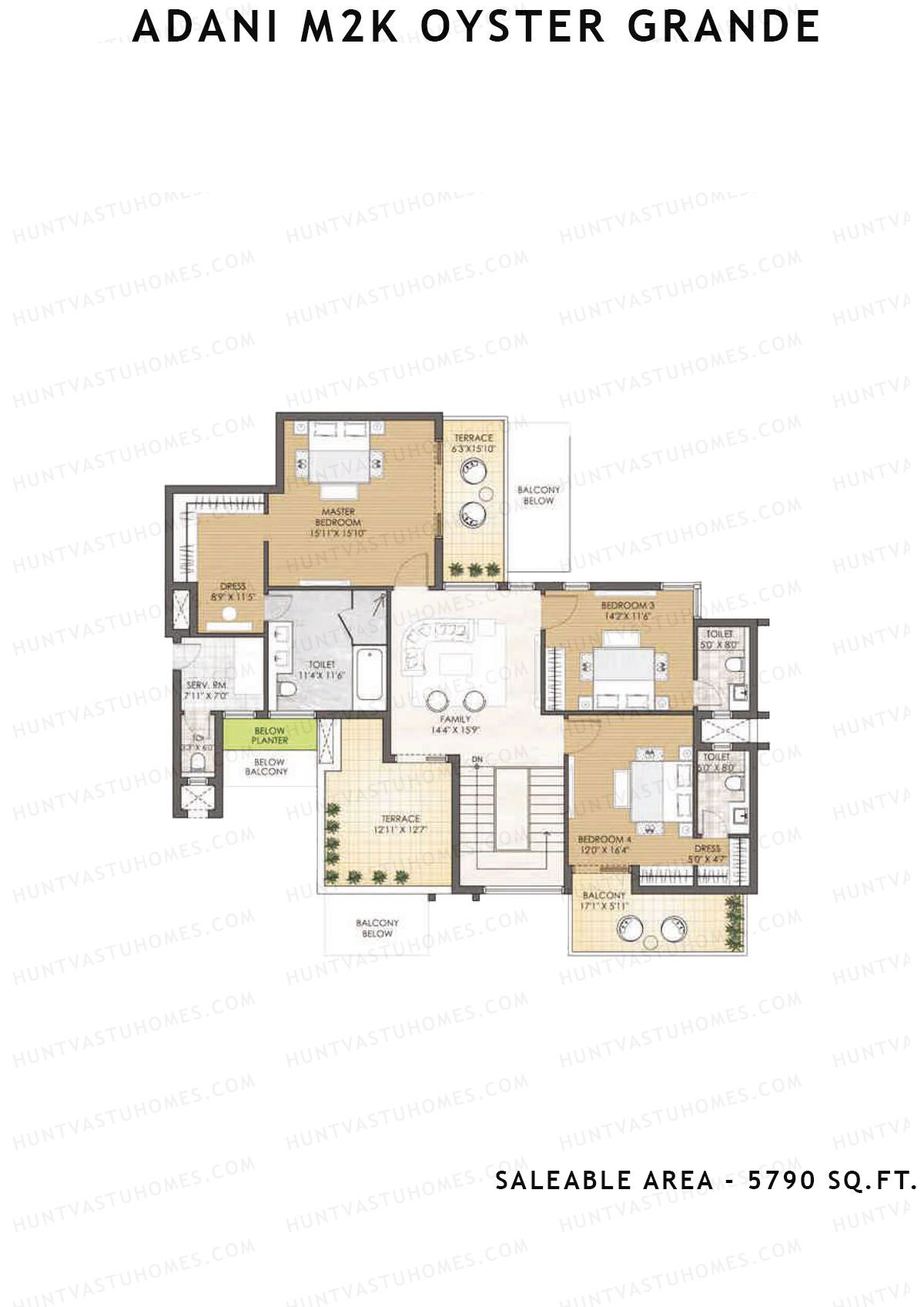 Adani M2K Oyster Grande Tower H Unit 3 (Penthouse) Floor Plan