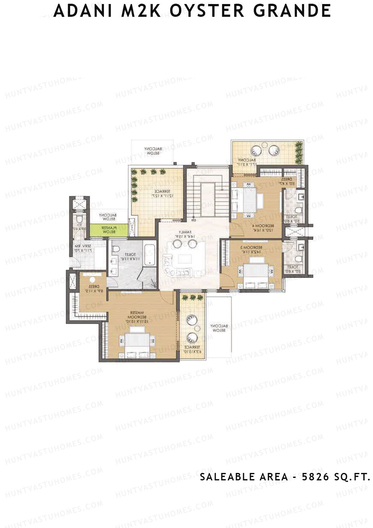 Adani M2K Oyster Grande Tower J Unit 2 (Penthouse) Floor Plan