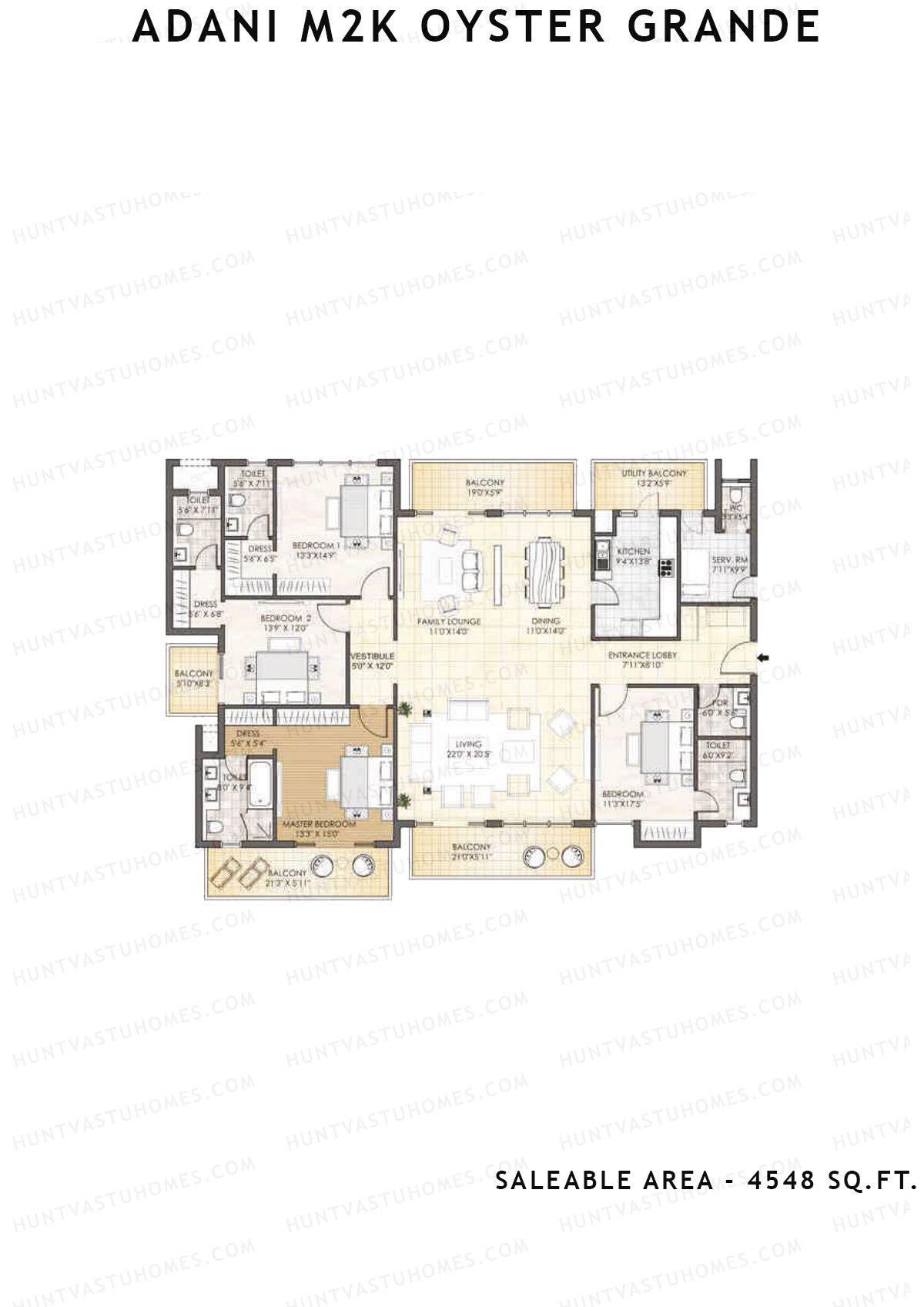 Adani M2K Oyster Grande Tower G Unit 1 (Type A) Floor Plan