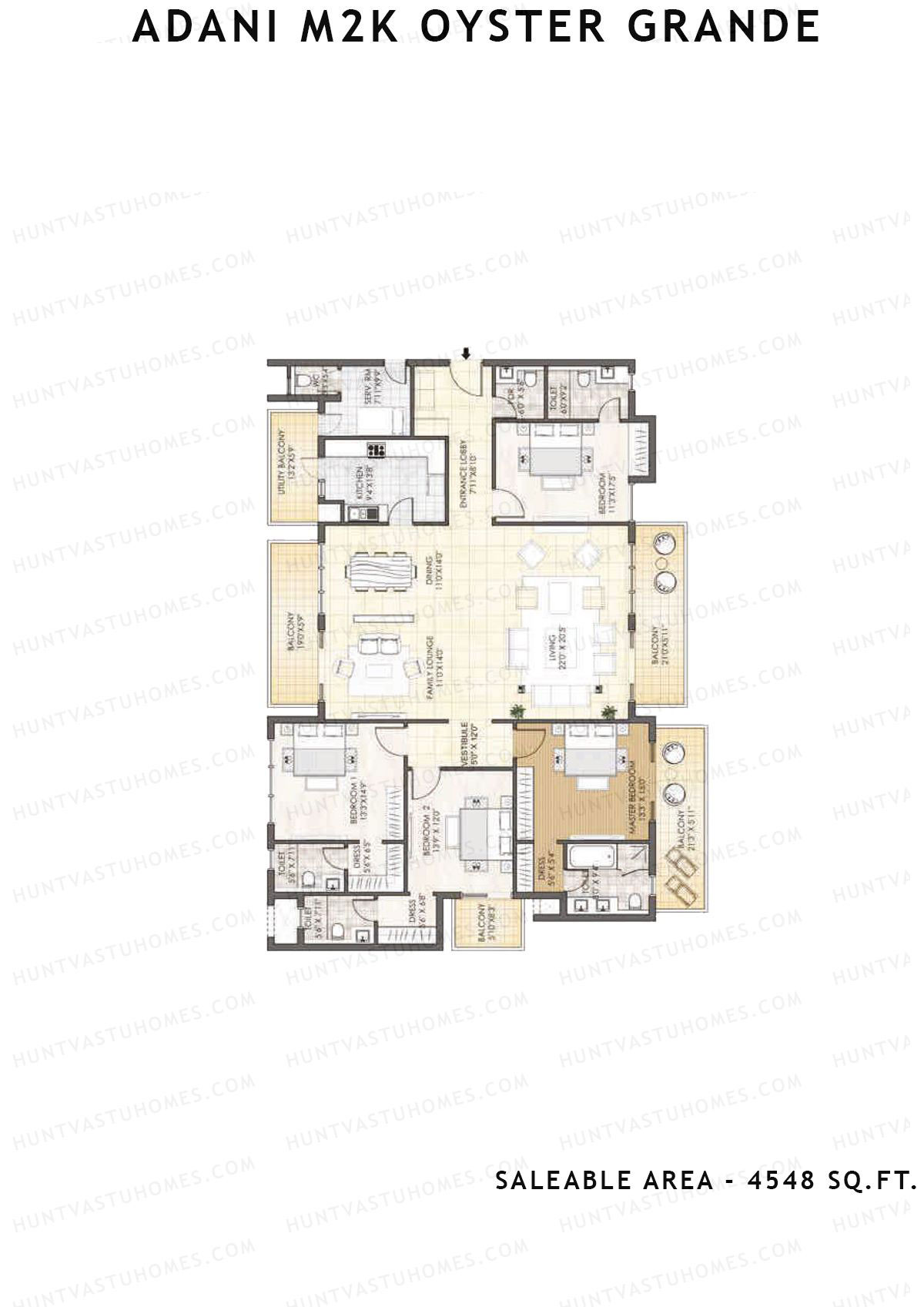 Adani M2K Oyster Grande Tower G Unit 3 (Type A) Floor Plan