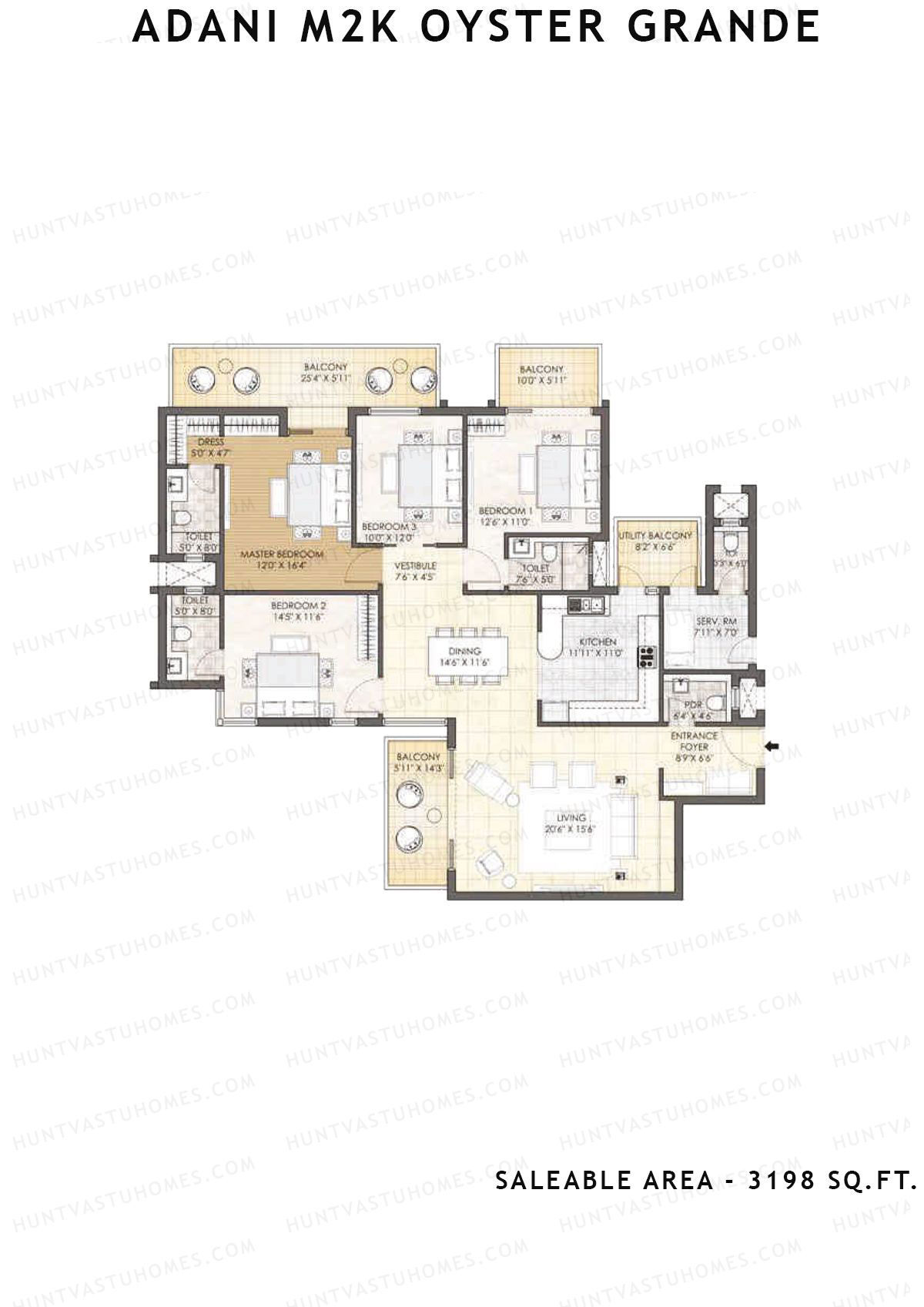 Adani M2K Oyster Grande Tower H Unit 1 (Type A) Floor Plan