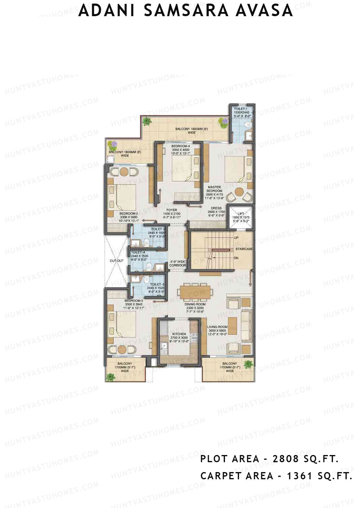Adani Samsara Avasa L1 Unit L1 (Type 1) Floor Plan