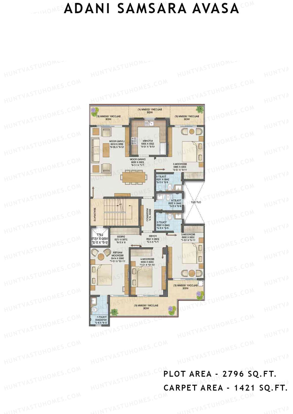 Adani Samsara Avasa L10 Unit L10 (Type 3) Floor Plan