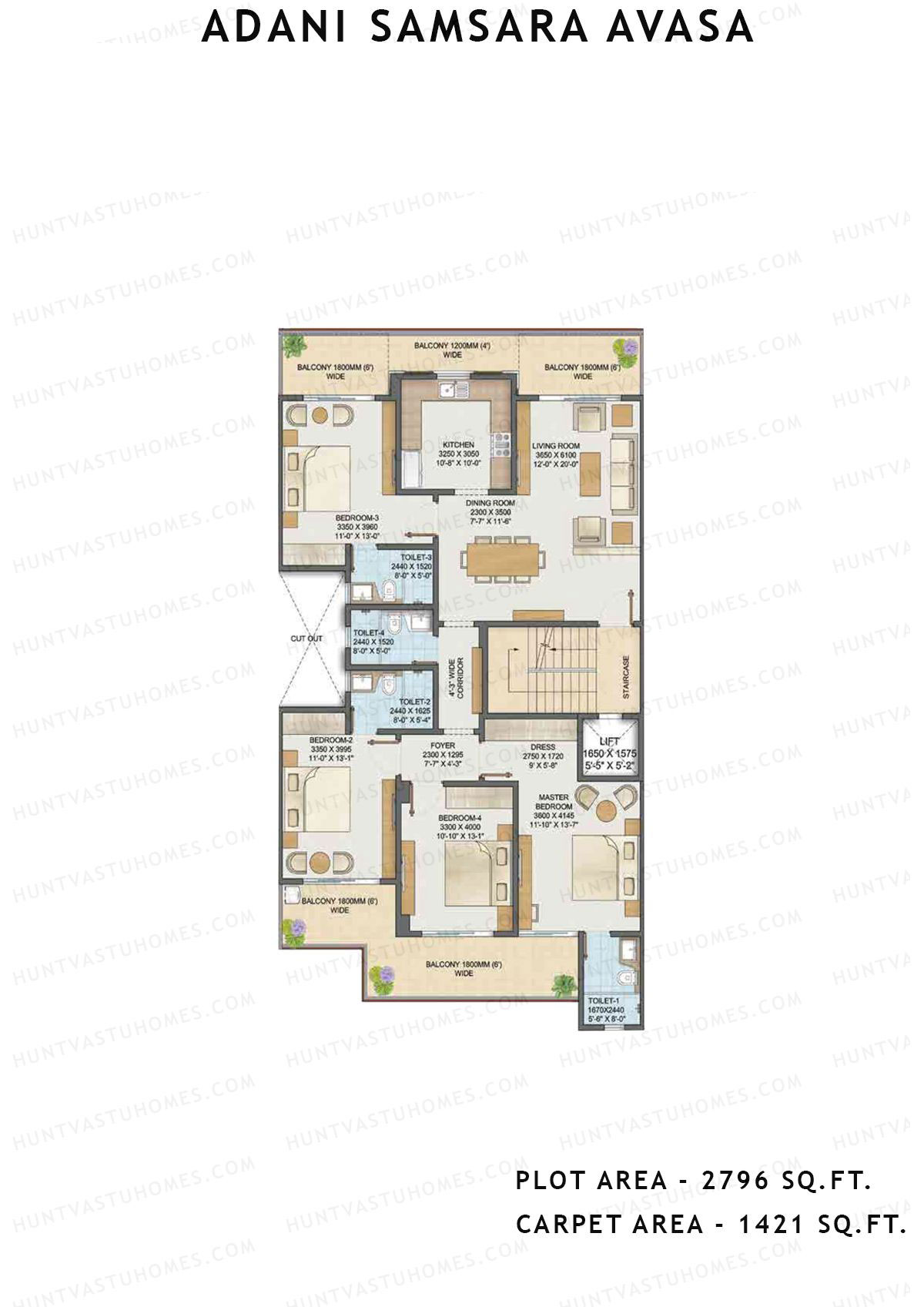 Adani Samsara Avasa L11 Unit L11 (Type 3) Floor Plan