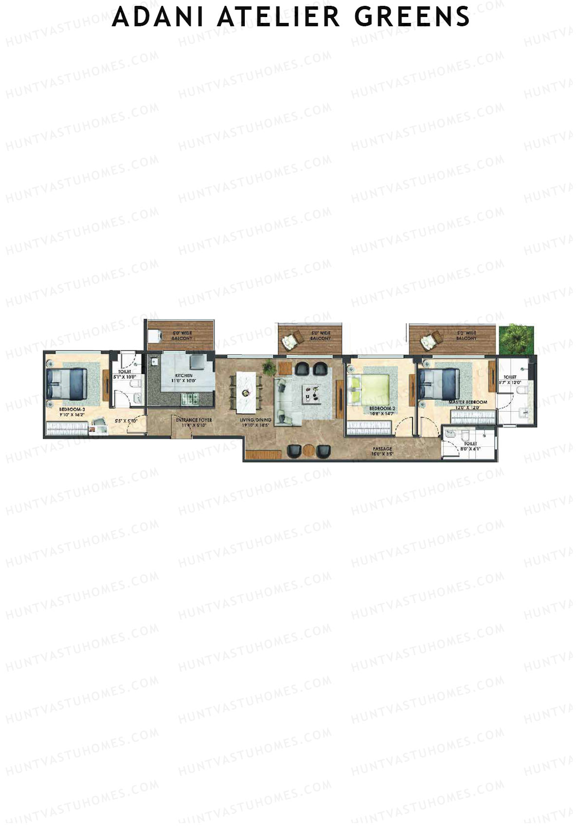 Adani Atelier Greens Tower A2 Unit 3 Floor Plan