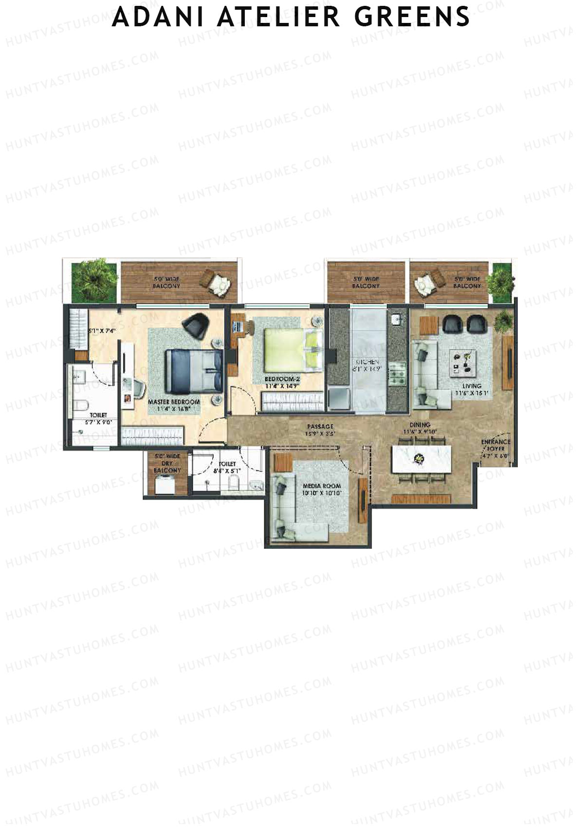 Adani Atelier Greens Tower A3 Unit 2 Floor Plan
