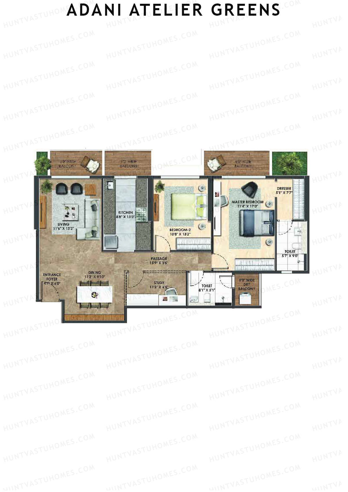 Adani Atelier Greens Tower A3 Unit 4 Floor Plan