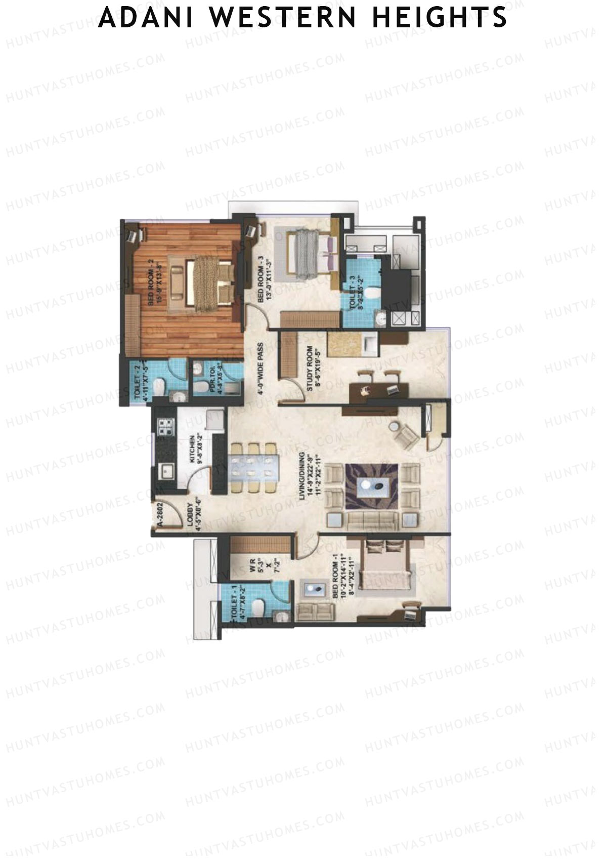Adani Western Heights Wing A Unit 2 Floor Plan