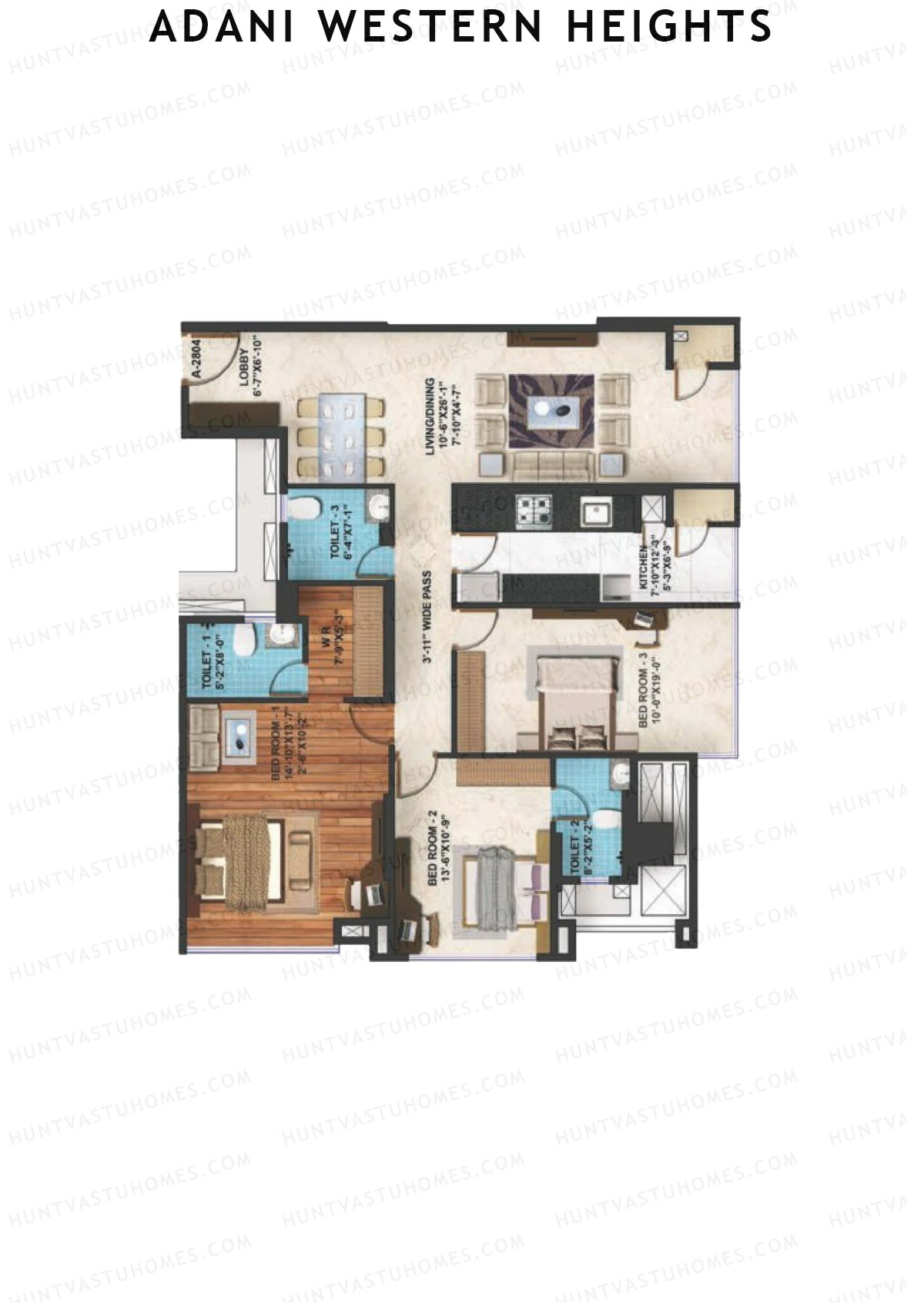 Adani Western Heights Wing A Unit 4 Floor Plan