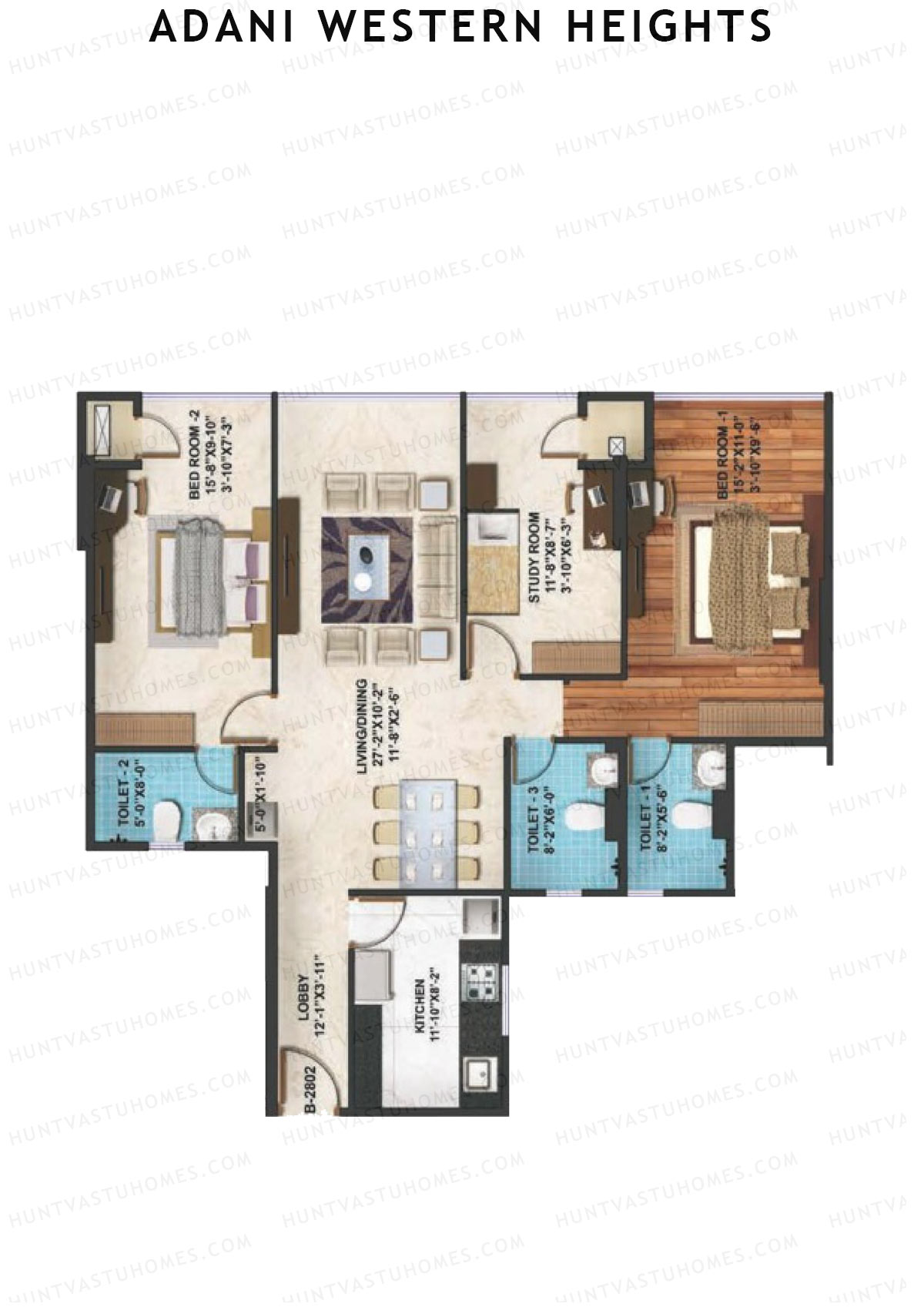 Adani Western Heights Wing B Unit 2 Floor Plan