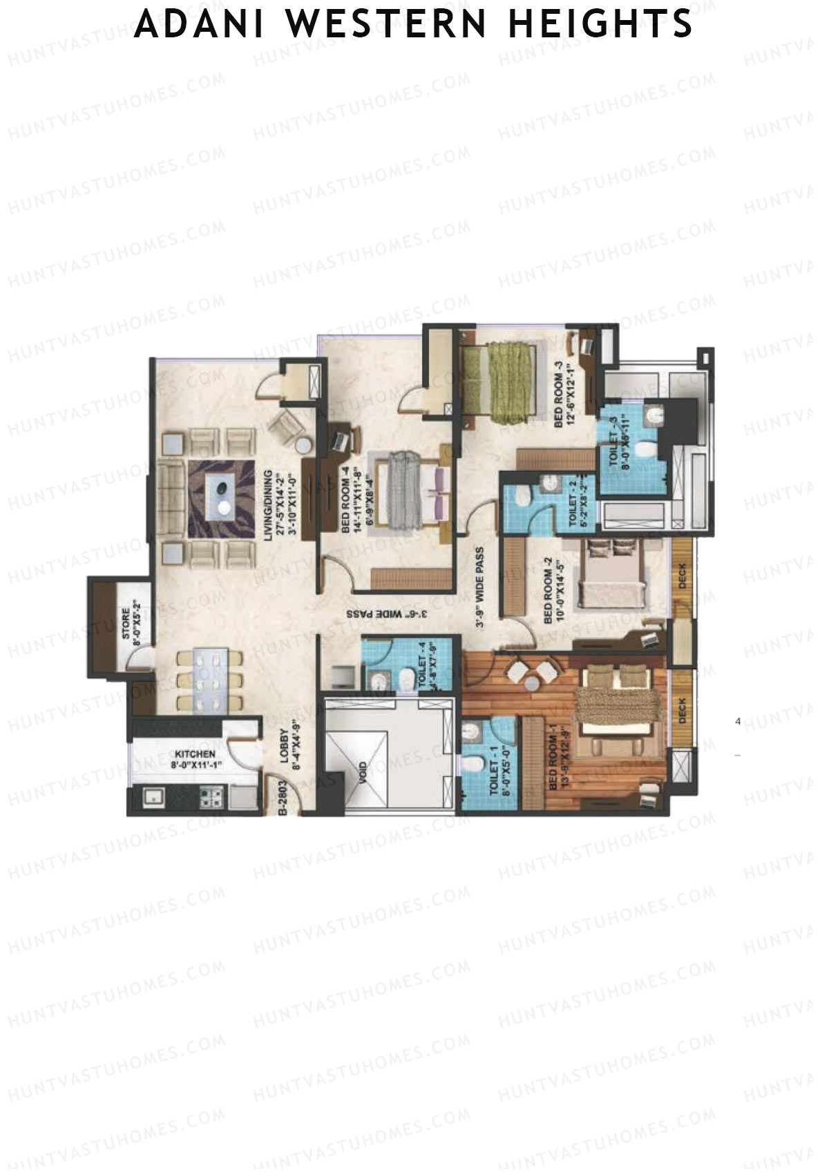 Adani Western Heights Wing B Unit 3 Floor Plan
