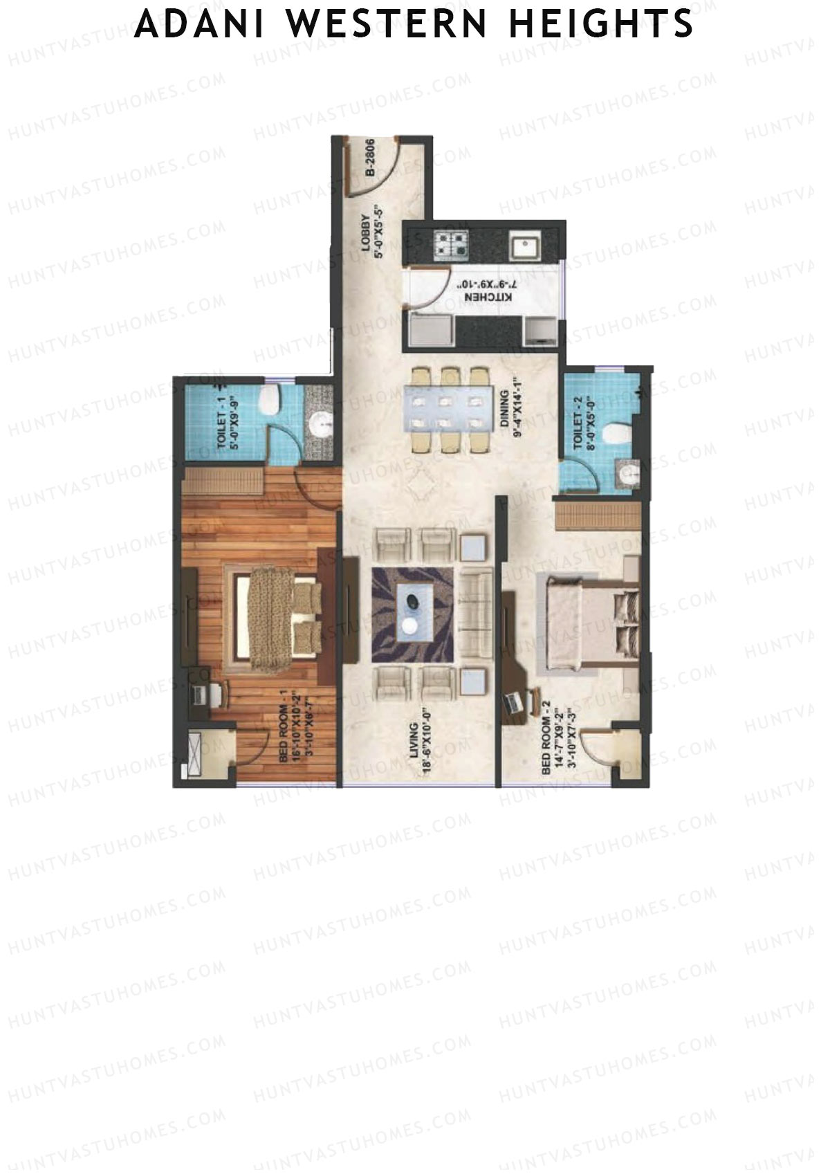 Adani Western Heights Wing B Unit 6 Floor Plan