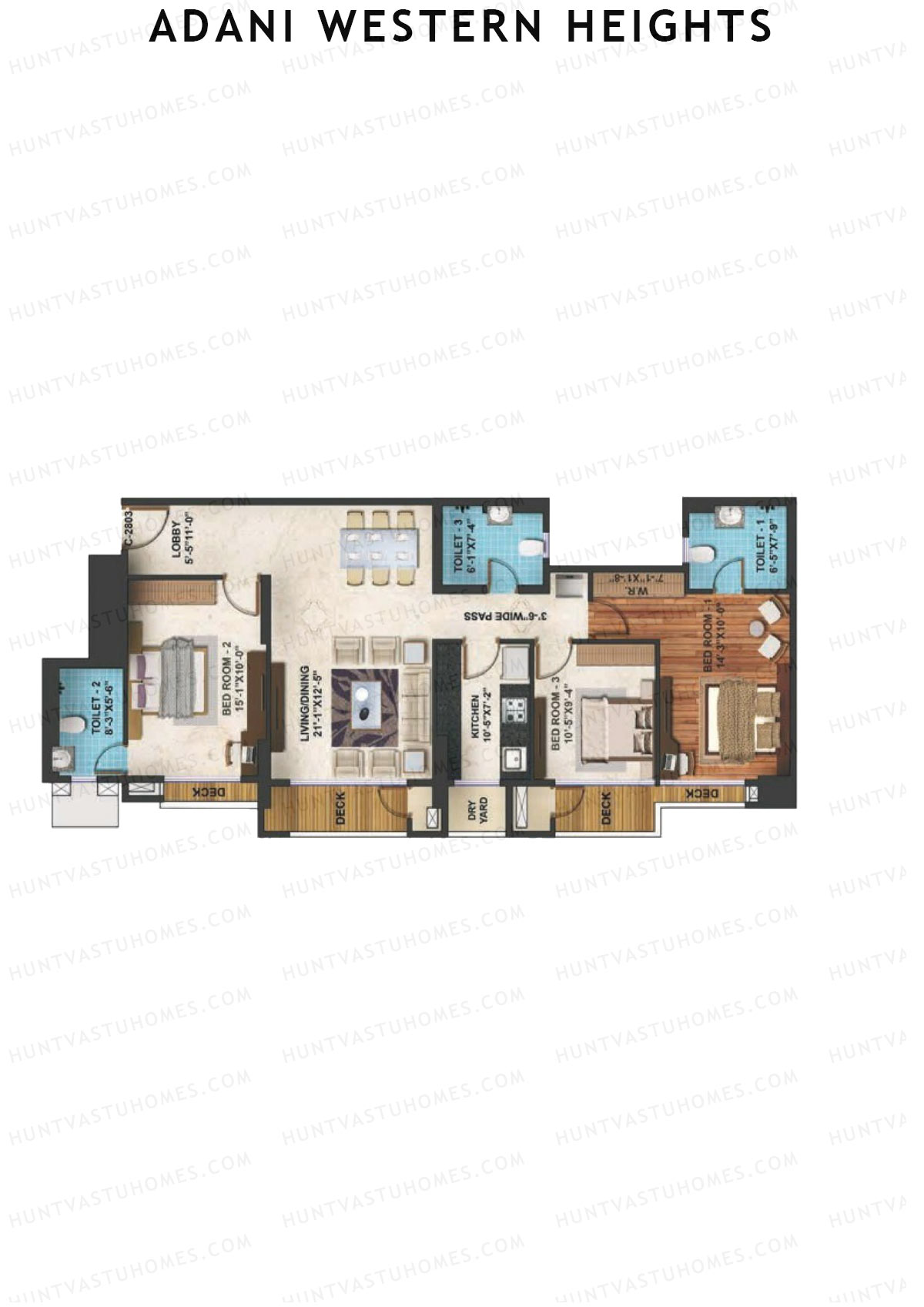 Adani Western Heights Wing C Unit 3 Floor Plan