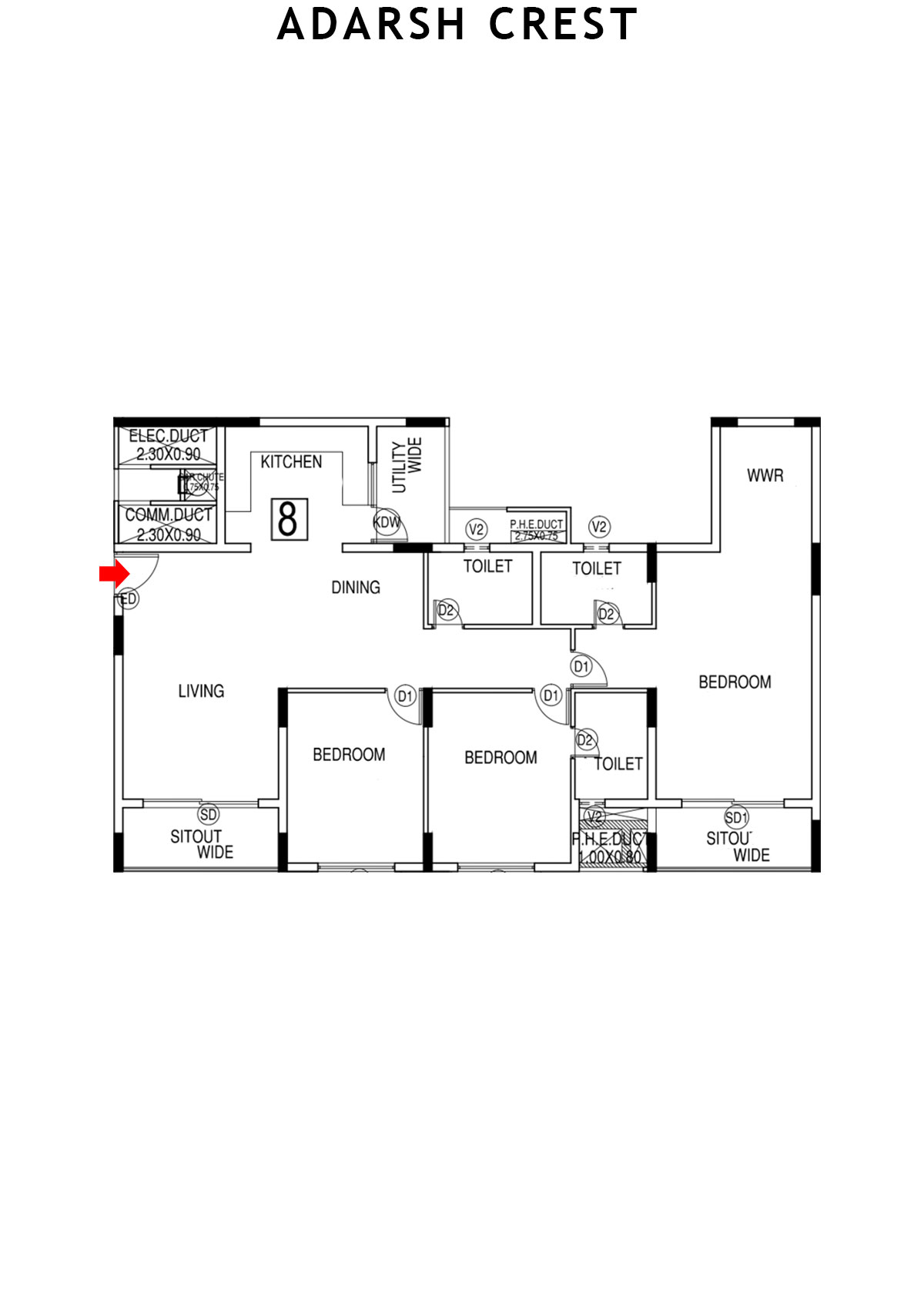 Adarsh Crest Block 1 Unit 4 Floor Plan